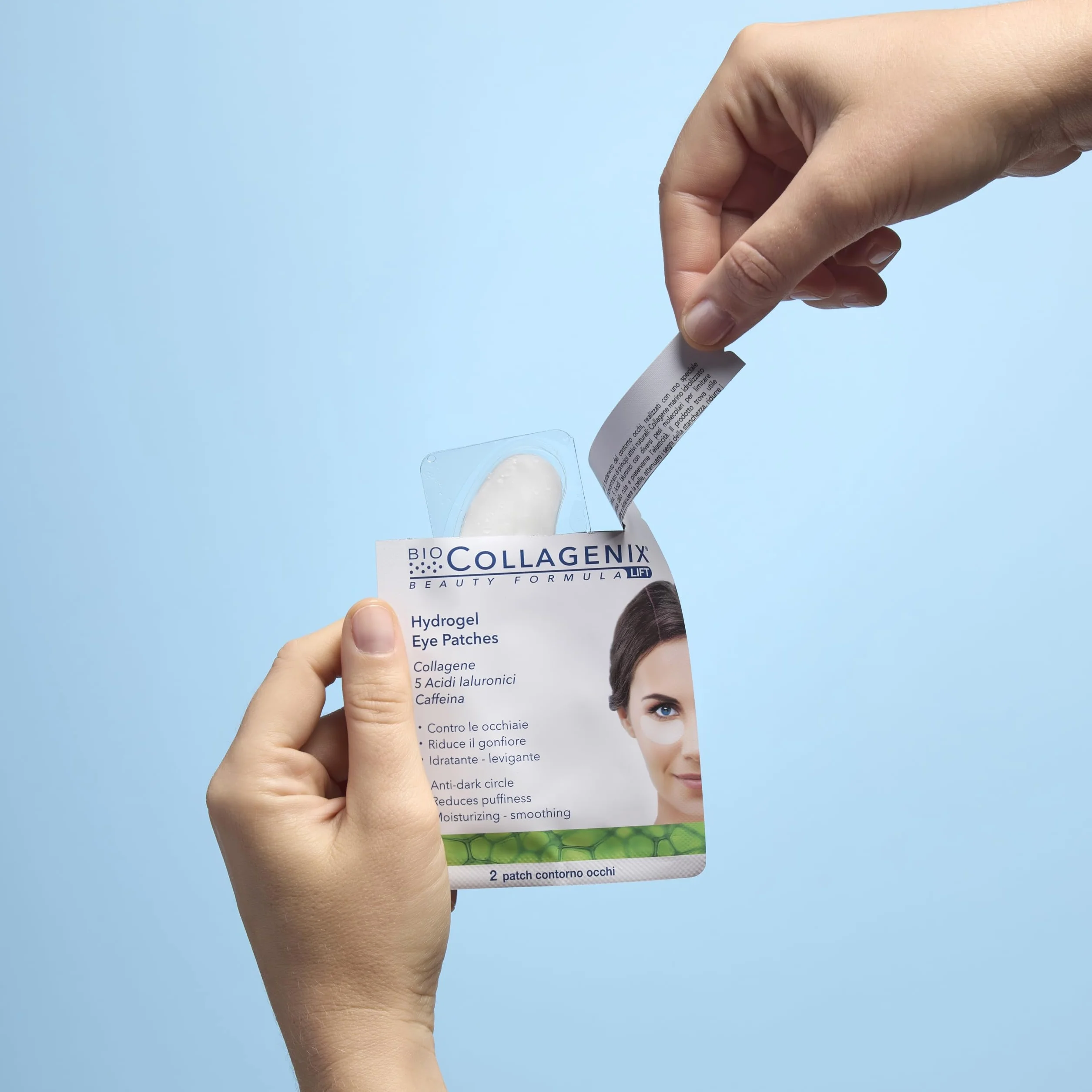 ESI, Biocollagenix Hydrogel Eye Patches, 10 Patch Occhi con Collagene, Caffeina e Acido Ialuronico per Ridurre le Occhiaie, Offre una Pelle Elastica e un Contorno Occhi Luminoso, Formula Idratante