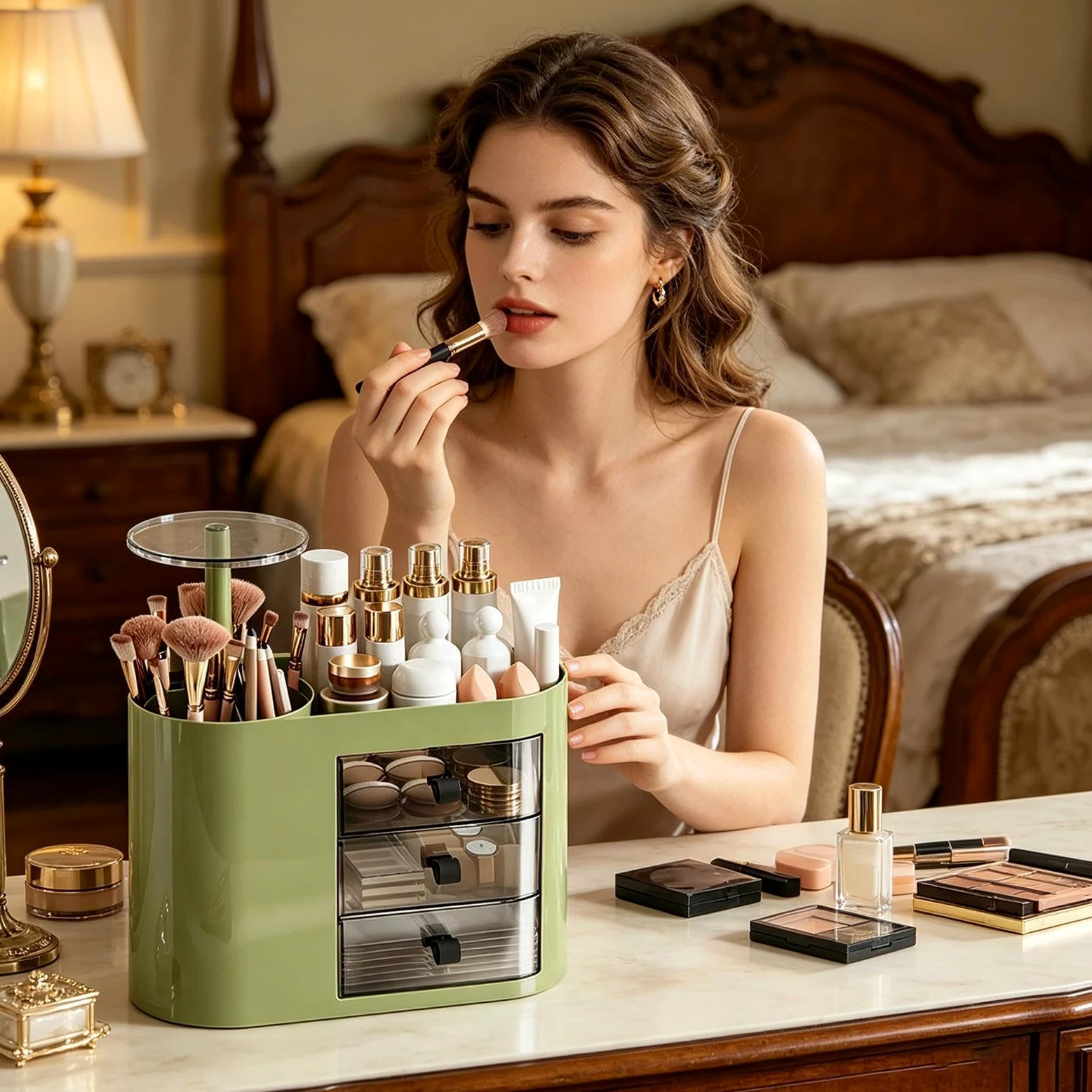 Organizer Per Trucchi Da Tavolo Organizzazione Vanità | Portacosmetici Organizer Scrivania Per Trucco Per Rossetti Cura Della Pelle Articoli Da Toeletta Casa Cassettiera Scrivania