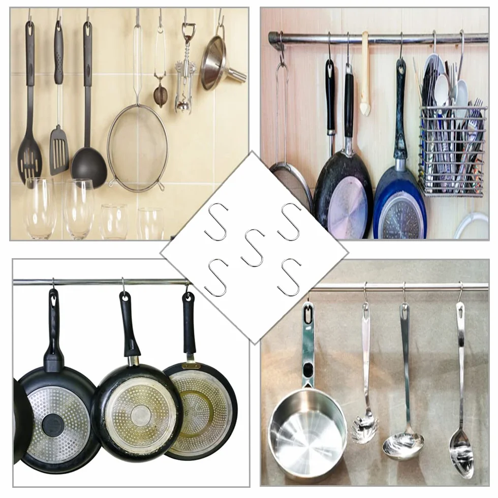 Ganci a S in Acciaio Inossidabile 5 Pezzi 7 cm Multifunzionale per Cucina Bagno Camera Ufficio