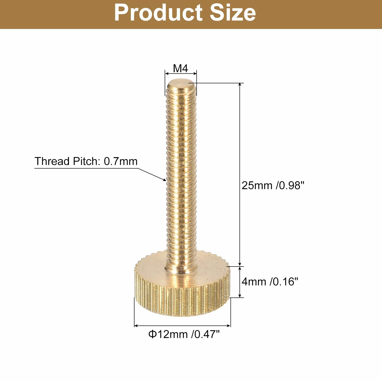 M4x25mm Viti a Pollice Scanalate Ottone, 4pz Bulloni per Impugnature