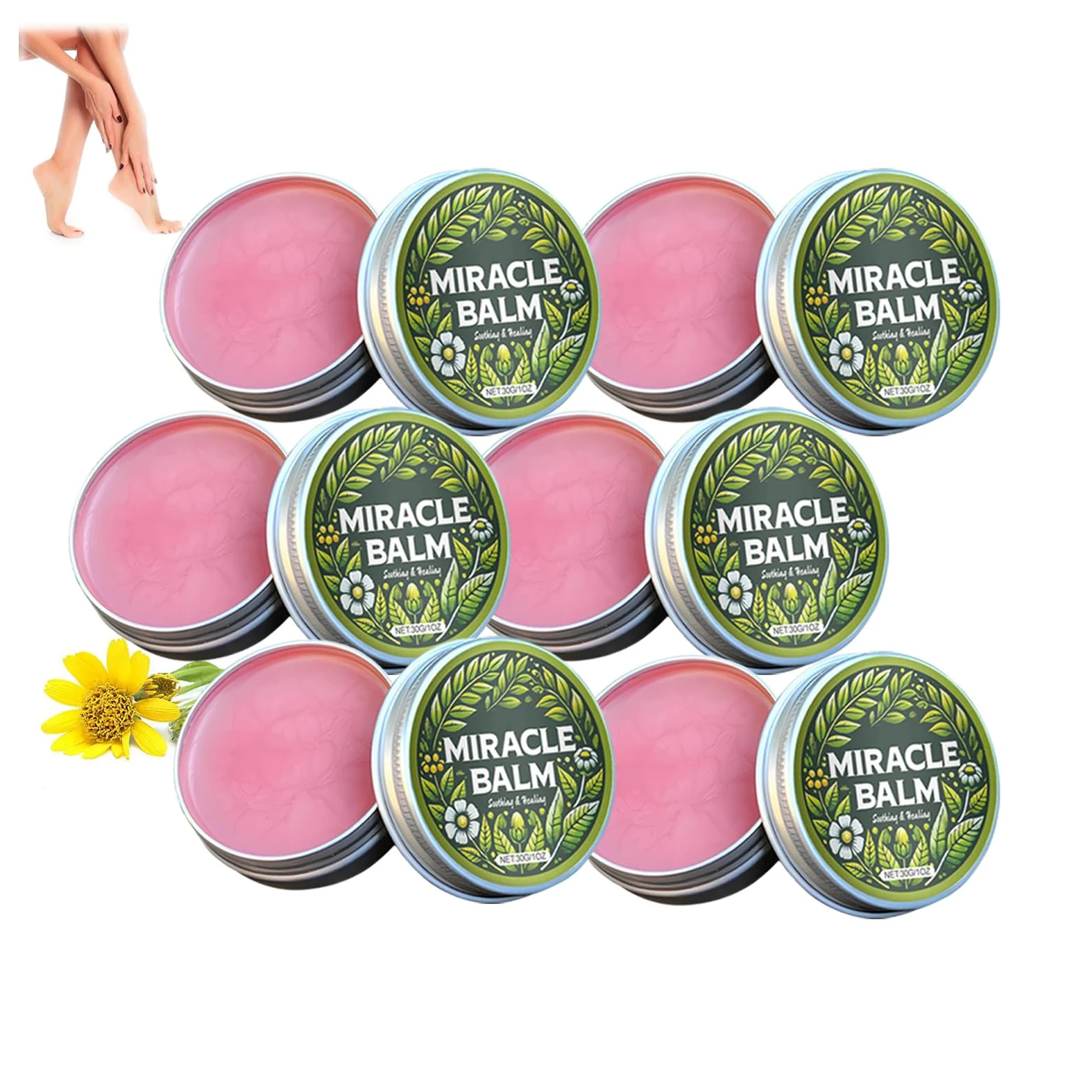 Balsamo Miracle, crema lenitiva per schiena, piedi e corpo, crema comfort per le piante per un supporto rilassato, vitamina E naturale, idratante e adatto a tutti i tipi di pelle (6 pezzi)