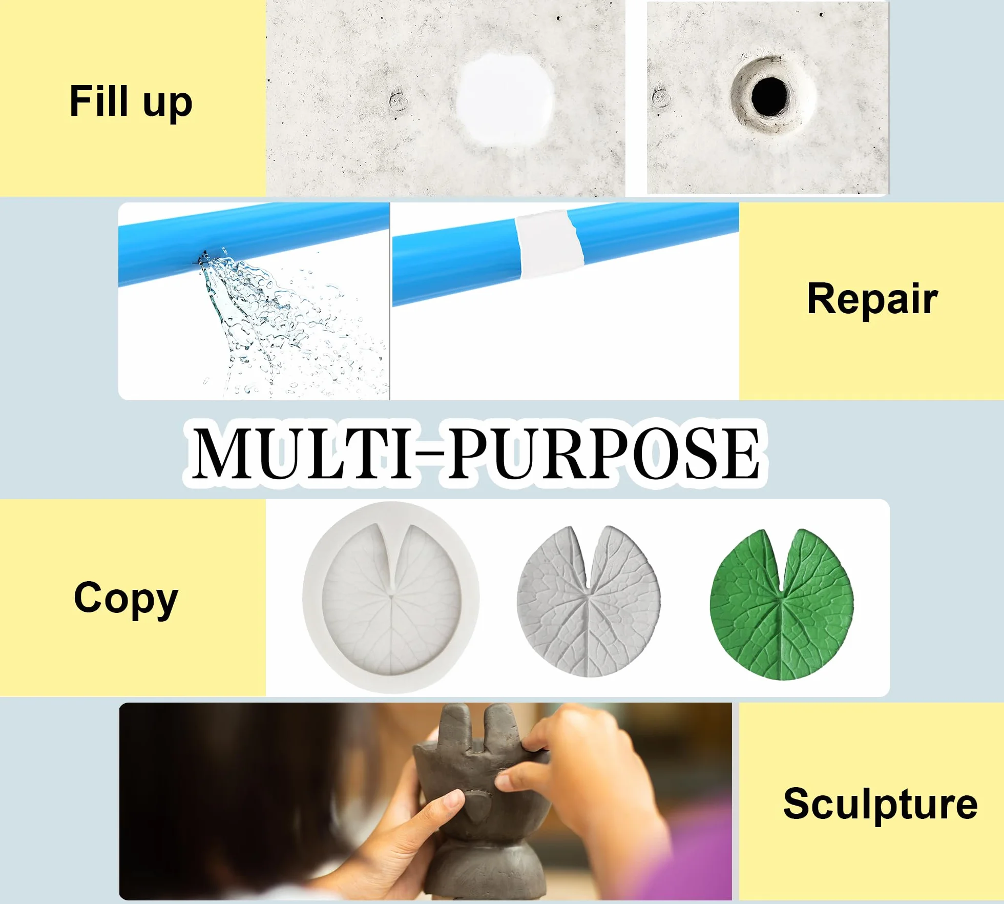 Stucco Epossidico per Piscine Subacqueo 340g, A Due Componenti per Metallo Legno Plastica Ceramica (Bianco)