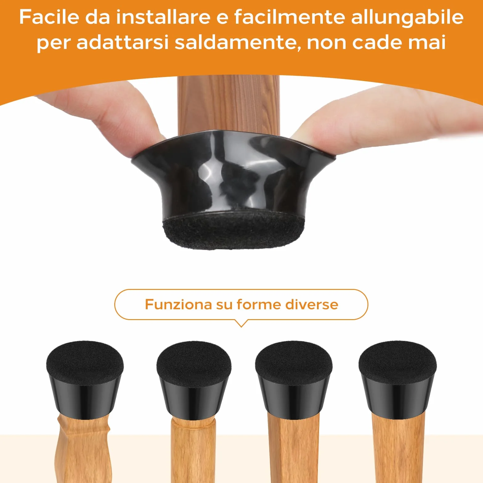 Gommini per Sedie 24 Pezzi, Tappi Sedie Silicone, Proteggi Gambe per Mobili, Nero XS (15-20mm)