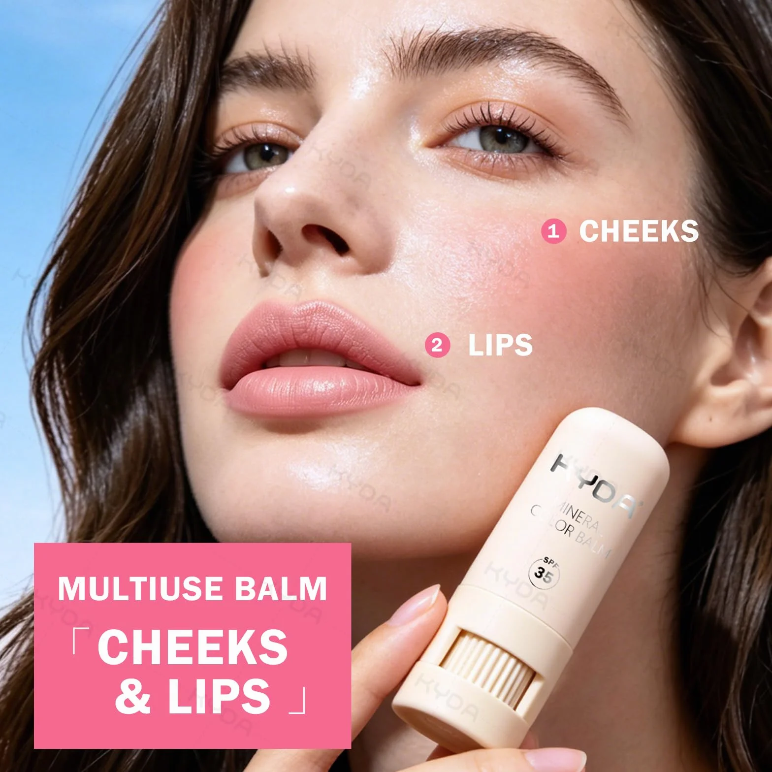 KYDA Mineral Color Balm, SPF 35, Creamy Blendable Color per labbra e guance, formulazione leggera, multiuso trucco GUAVA