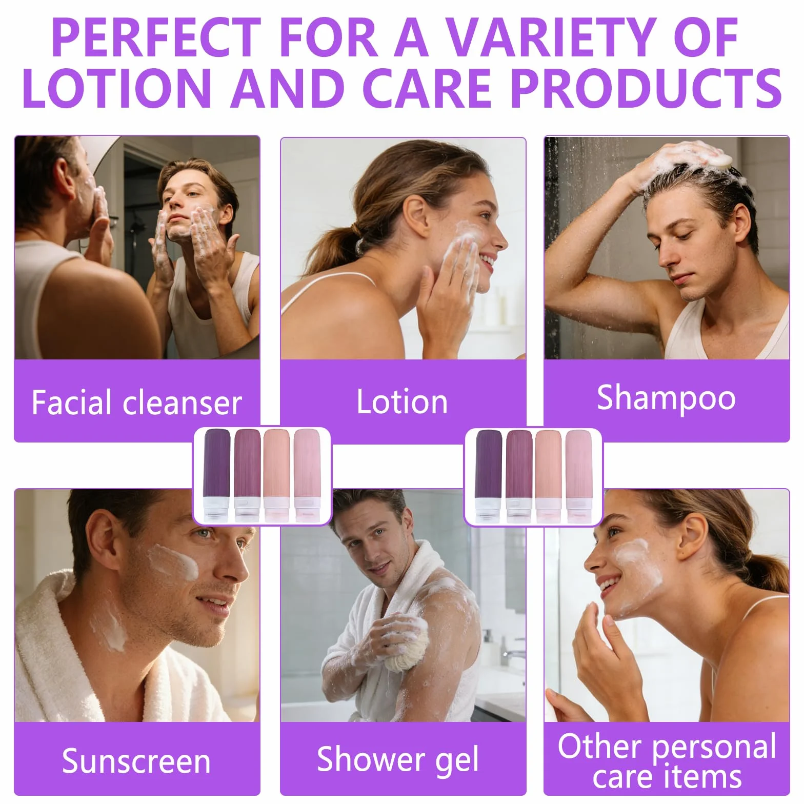 Kit 18 Pezzi Bottiglie da Viaggio in Silicone, Flaconi Riutilizzabili per Shampoo, Lozione e Cosmetici, Etichette Incluse, Perfetto per Liquidi, Creme e Articoli da Bagno