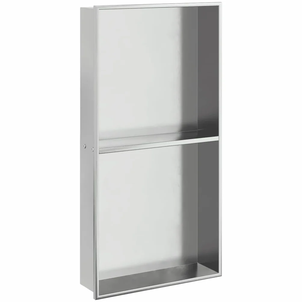 Nicchia per Doccia Argento Spazzolato 32x62x9cm Acciaio Inox