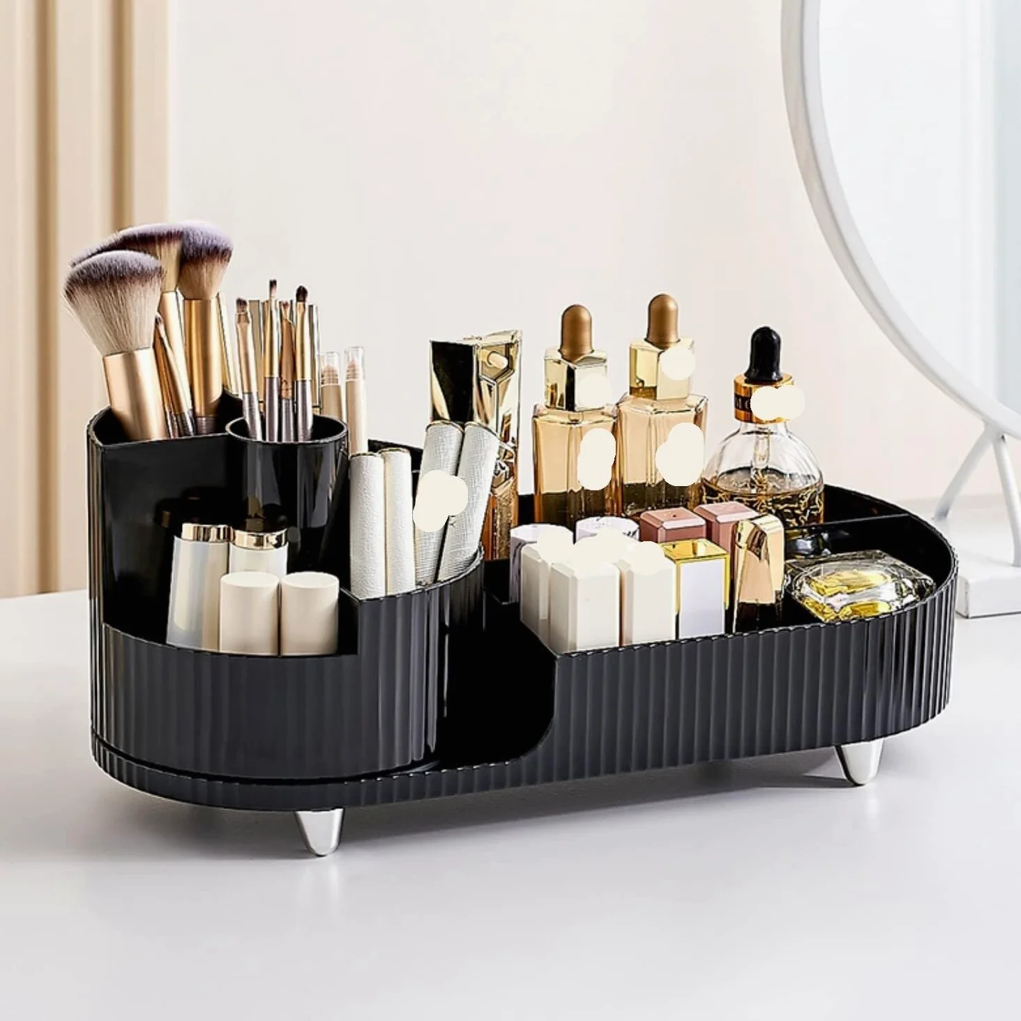 Porta Trucchi,Toeletta Organizer per Trucco Rotante Vetrina per Cosmetici di Grande capacità per Pennelli per Trucco Eyeliner Rossetti Cura della Pelle Multifunzione(B)
