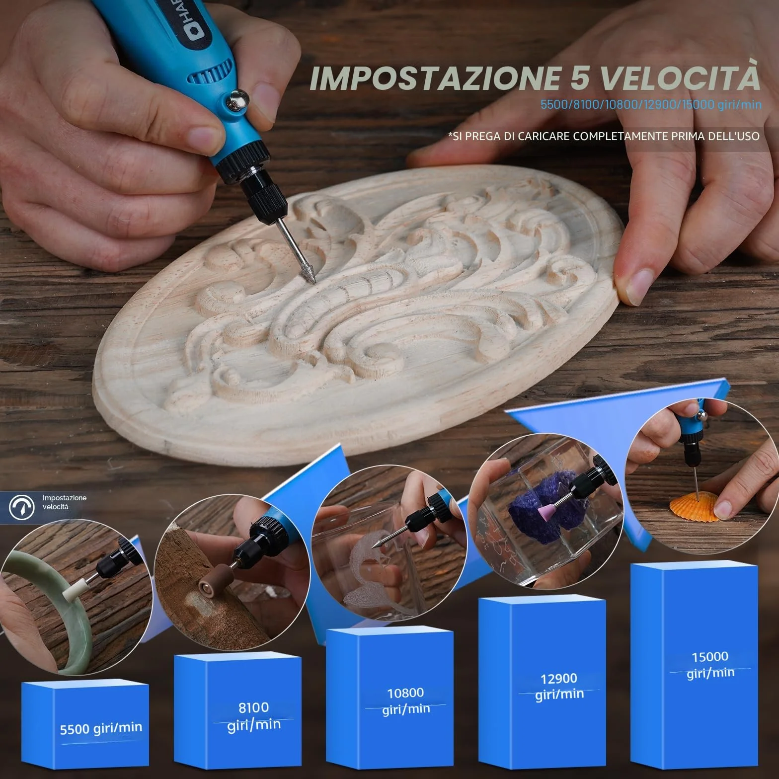HARDELL Mini Trapano Elettrico 5 Velocità Regolabile Utensili Rotanti Multifunzione 43 Accessori