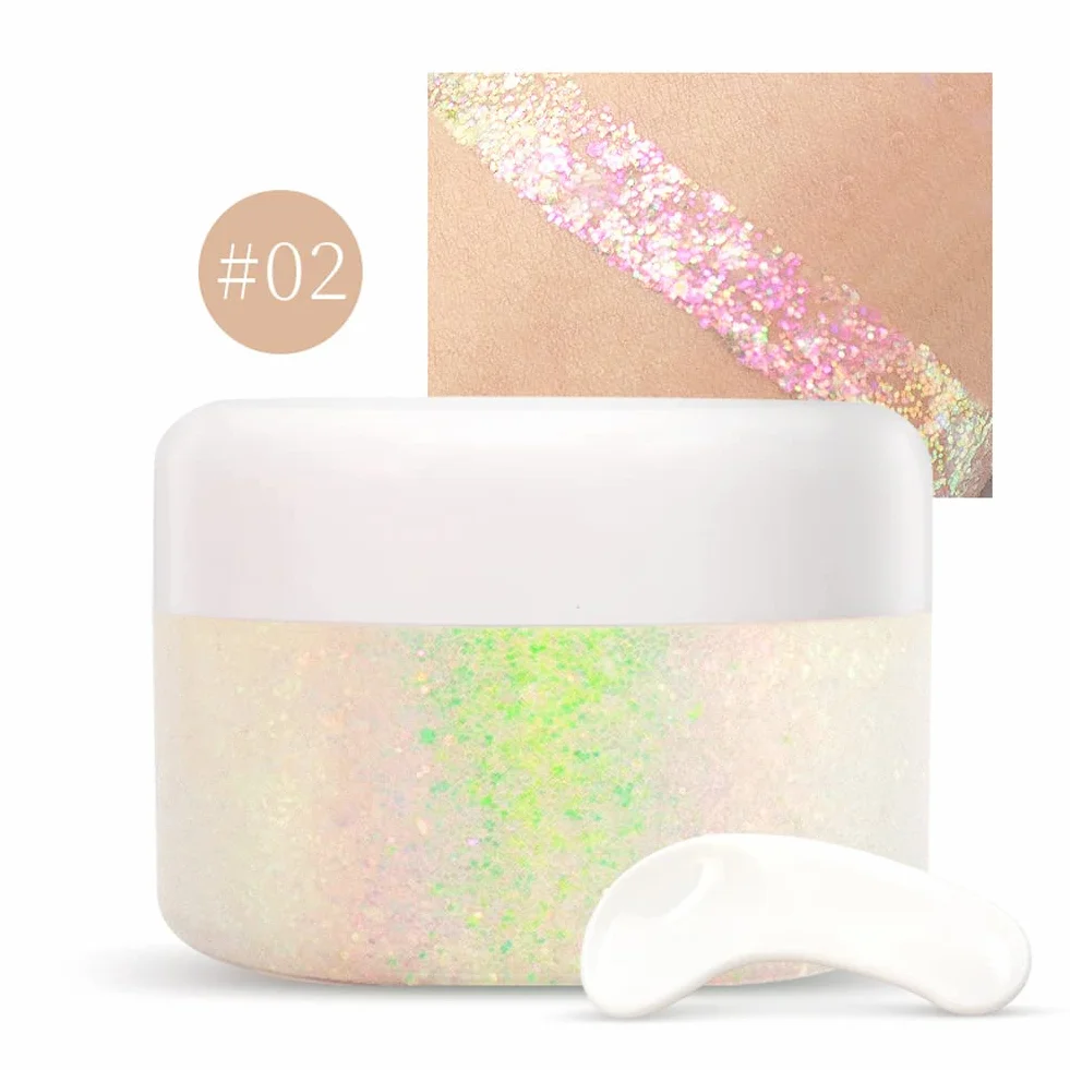 Biodegradabile Face Glitter Gel, Holographic Body Glitter Gel Sirena Liquido Eyeshadow Glitter Fine per Corpo, Viso, Capelli, Festival Glitter a lunga durata Sparkling 1.4 oz (#02)