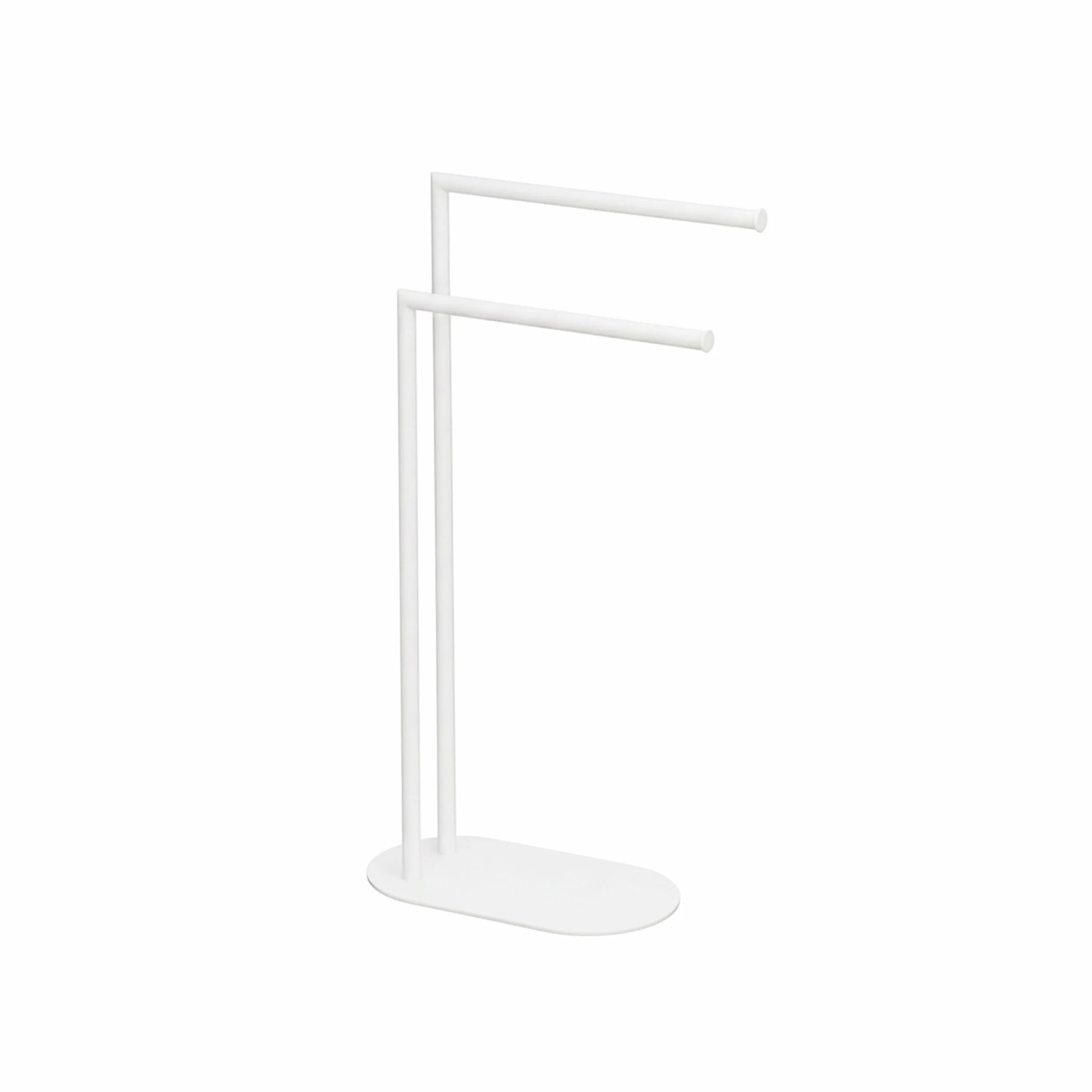 Relaxdays Portasciugamani a 2 Bracci Sfalsati Piantana da Bagno Ferro Bianco 78,5x38,5x17 cm