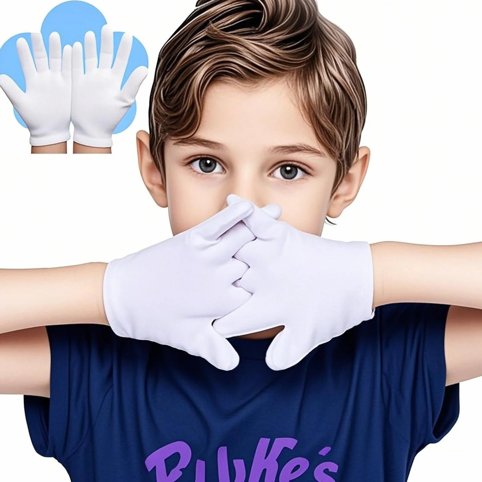 3 Paia Guanti Cotone per Bambini Dermatologici Bianchi, Guanti di Cotone per Dermatiti,Guanti idratanti per Crema Mani