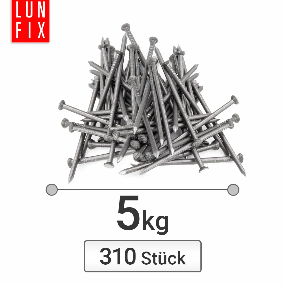 Chiodi in Acciaio Grezzo 4,5x125mm 5kg Lunghi e Resistenti per Legno e Muro, Testa Piana per Fissaggio e Costruzione, Chiodi da Carpentiere e Ferramenta, per Bricolage e Lavori Fai da Te, Lun Fix