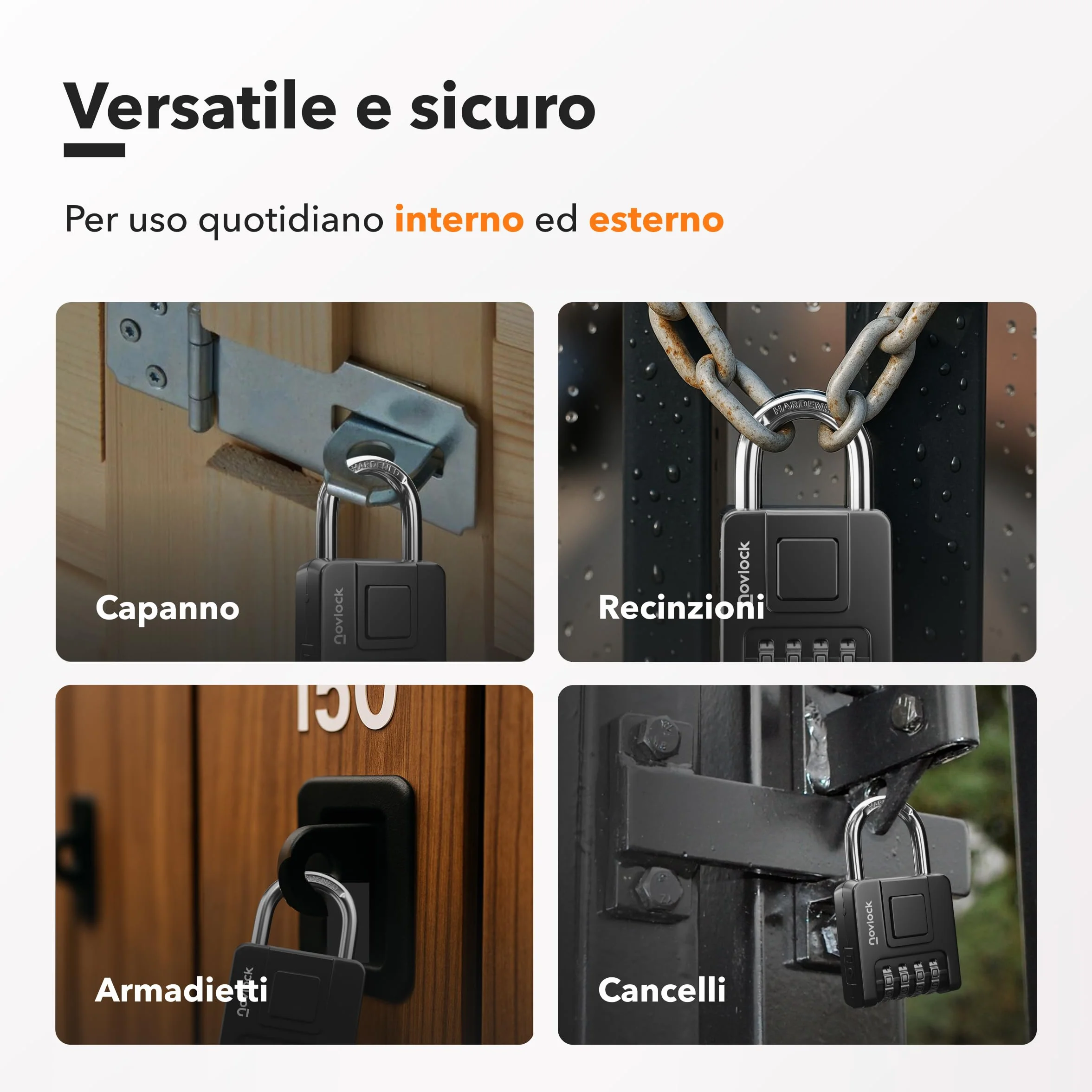 Lucchetto a combinazione impermeabile nero per armadietti e armadi
