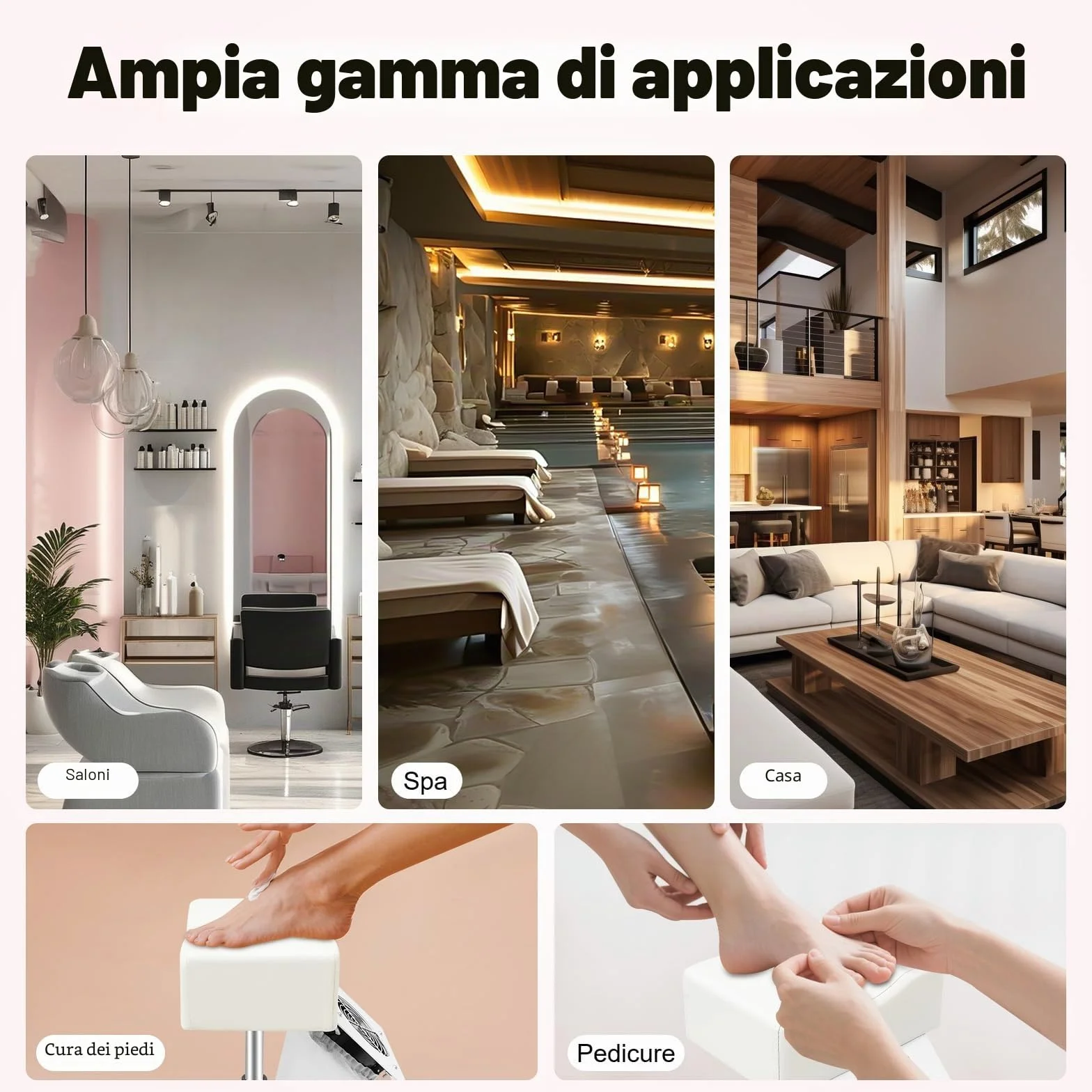 MINRS Sedia e pedicure mobile con aspirazione regolabile, poggiapiedi per casa e salon spa, bianco