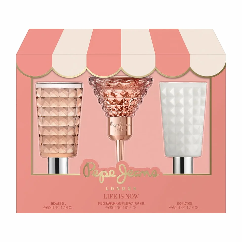 Pepe Jeans Life Is Now For Her Profumo Donna Pack 3 Pezzi Eau de Parfum 30ml, Body Lotion 50ml e Gel Doccia 50ml Confezione Regalo Fragranza Floreale e Orientali Profumi Donna di Marca