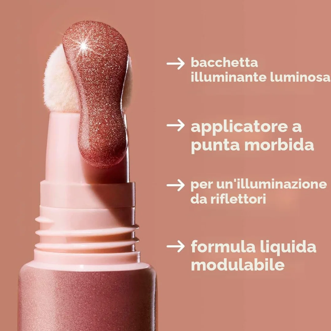 e.l.f. Halo Glow Highlight Beauty Wand, stick highlighter liquido per una pelle luminosa e brillante, formula modulabile, prodotto vegano e non testato sugli animali, Champagne Campaign