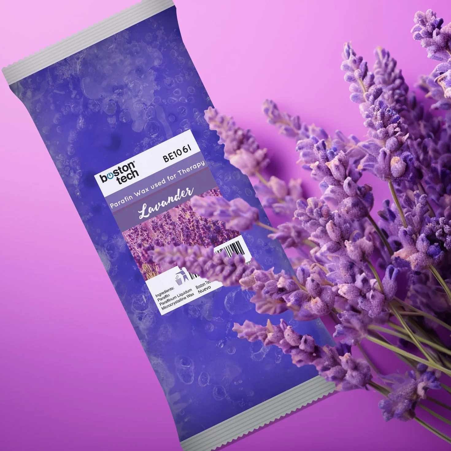 Cera di paraffina per mani e piedi Boston Tech|Riabilitazione antiossidante+ Trattamento di artrite e artrosi+ Idrata+ Nutre+ Estetica|Ideale per qualsiasi bagno di paraffina|6 blocchi da 450g Lavanda