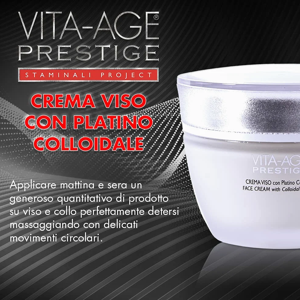 Bottega di LungaVita CREMA VISO VITA-AGE PRESTIGE - Crema viso antiage - viso e collo giorno/notte ricca di attivi ad azione rassodante - Vaso da 50ml
