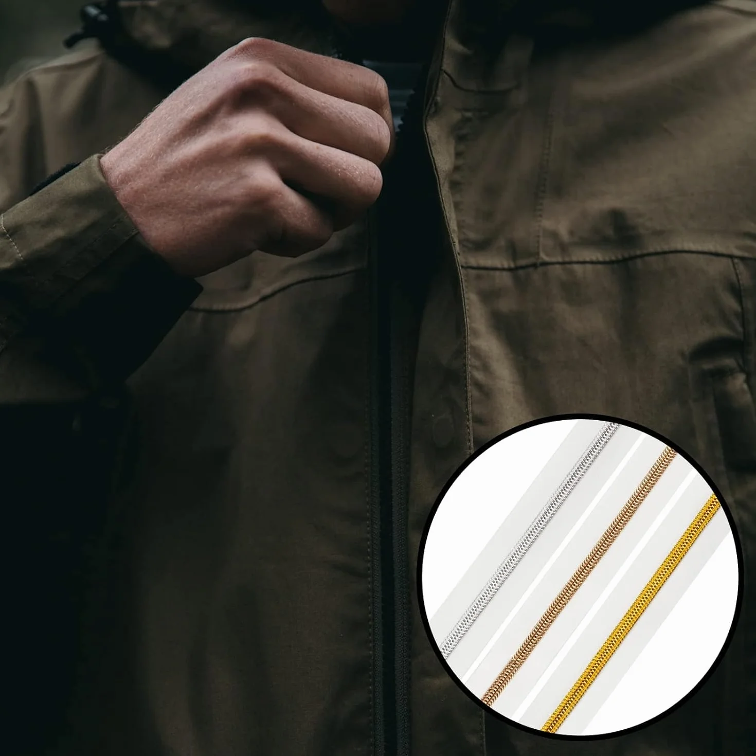 DOITEM Cerniera Senza Fine 15m Bianco Spirale 6mm + 30 Cerniere non Bloccabili Oro Argento Oro Rosa