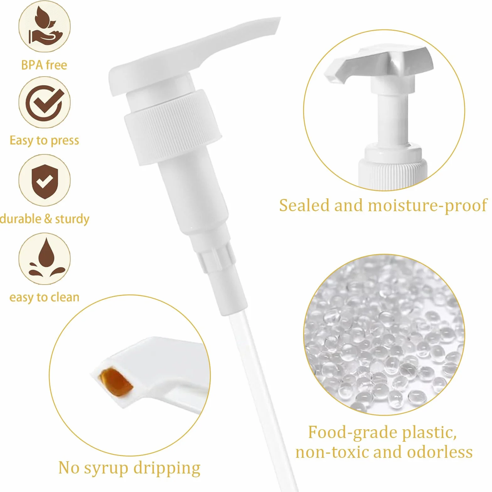 6 Pezzi Plastica Pompa Sciroppo Pompa di Ricambio con 6 Tubi, Riutilizzabili Pompa Dosatrice, 28/410, 33/410 Pompe di Plastica Testa Della Pompa, per Shampoo Concentrati Bevande