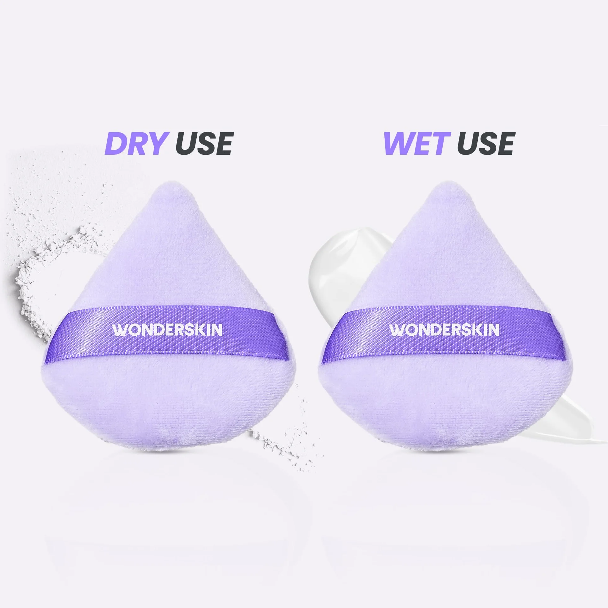 Wonderskin FYP Powder Puff - Piumino Triangolare per Cipria Viso, Piumino di Velluto Morbido per Cipria Libera o Compatta