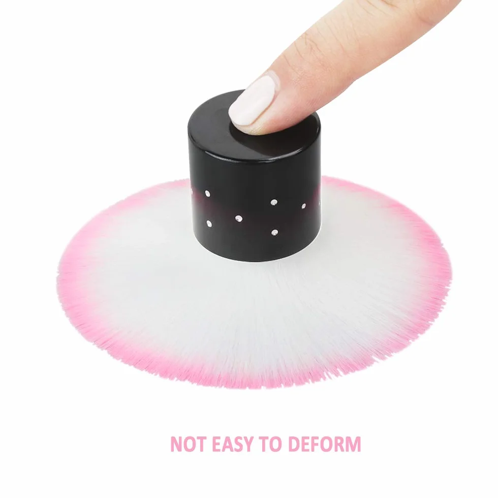 4 pezzi di spazzole per unghie Kabuki per rimuovere la polvere da manicure, polvere per unghie morbida Rosa e viola, fibra artificiale