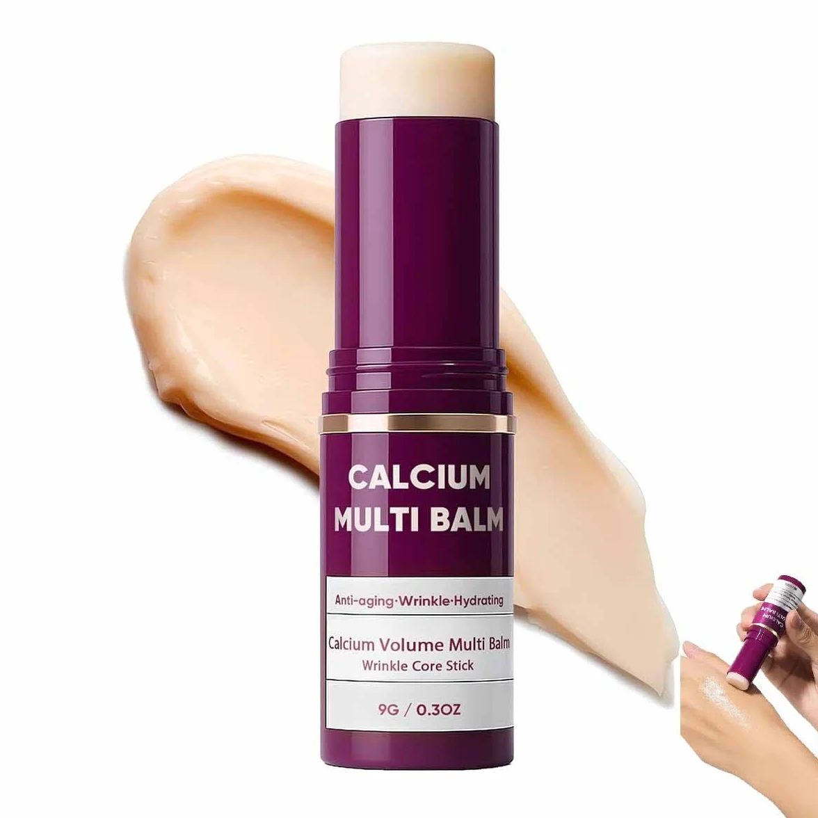 Calcium Multi Balm,Balsamo Multiuso Al Calcio,Balsamo Multi Rughe,Stick Volumizzante Antirughe,Stick Idratante Al Collagene,Idratante e Rassodante,Adatto a Occhi,Collo,Viso (1 pz, 9g)