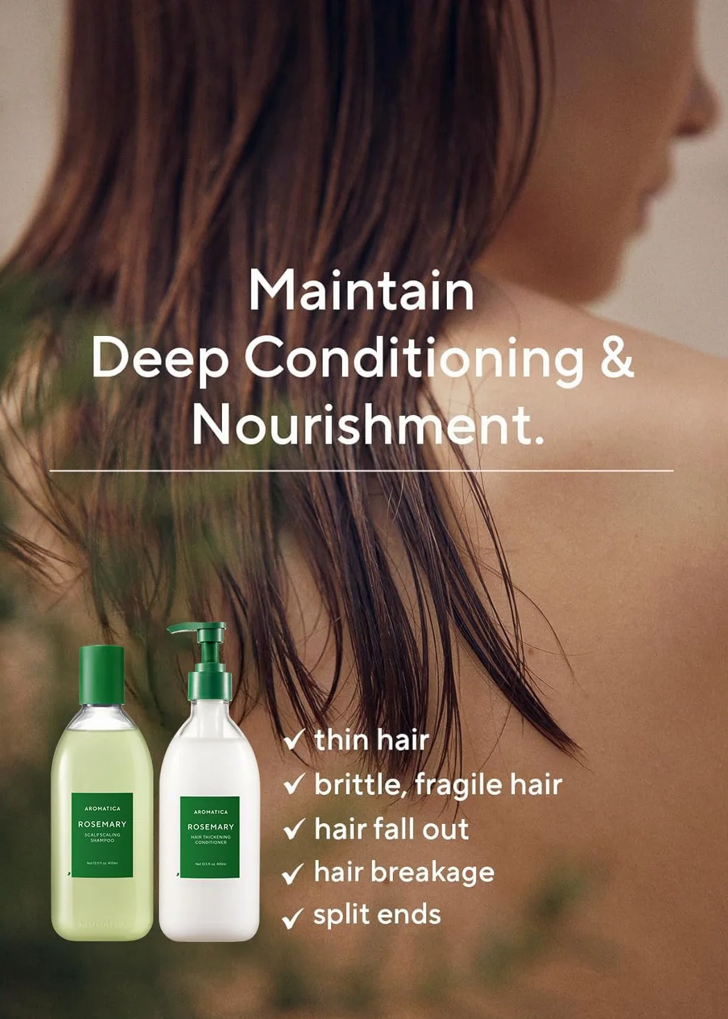 AROMATICA Rosemary Scalp Scaling Shampoo and Conditioner Set for Hair Growth - Vegan Hair Care Gift Set with Rosemary Oil. Ideale per capelli diradati, vegano e biologico, 13,53 fl.oz.