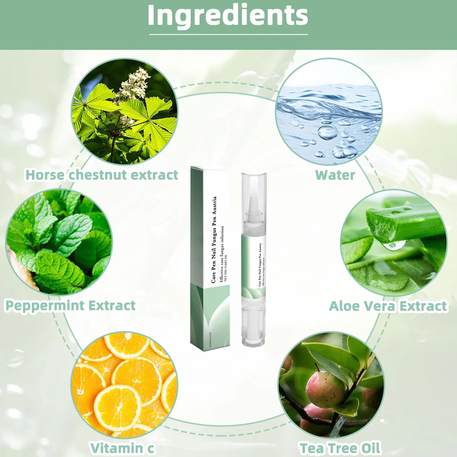 3 penne per la salute e la cura delle unghie, penna per la riparazione delle unghie, penna per unghie per unghie ben curate, con aloe vera, olio di tea tree, vitamina E, crescita delle unghie