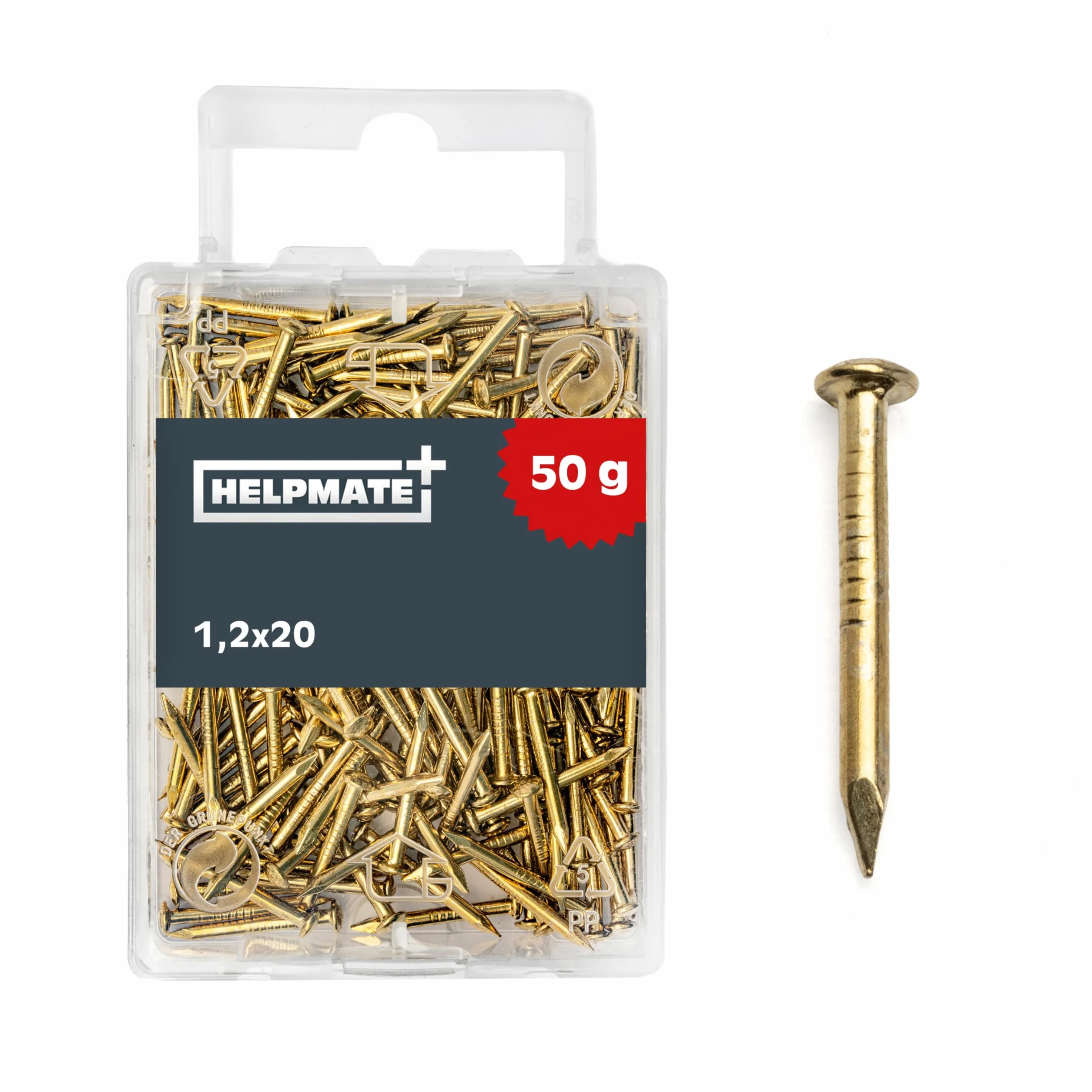 Chiodi a testa tonda 1,2x20 mm ottonato 50 grammi acciaio per legno bricolage