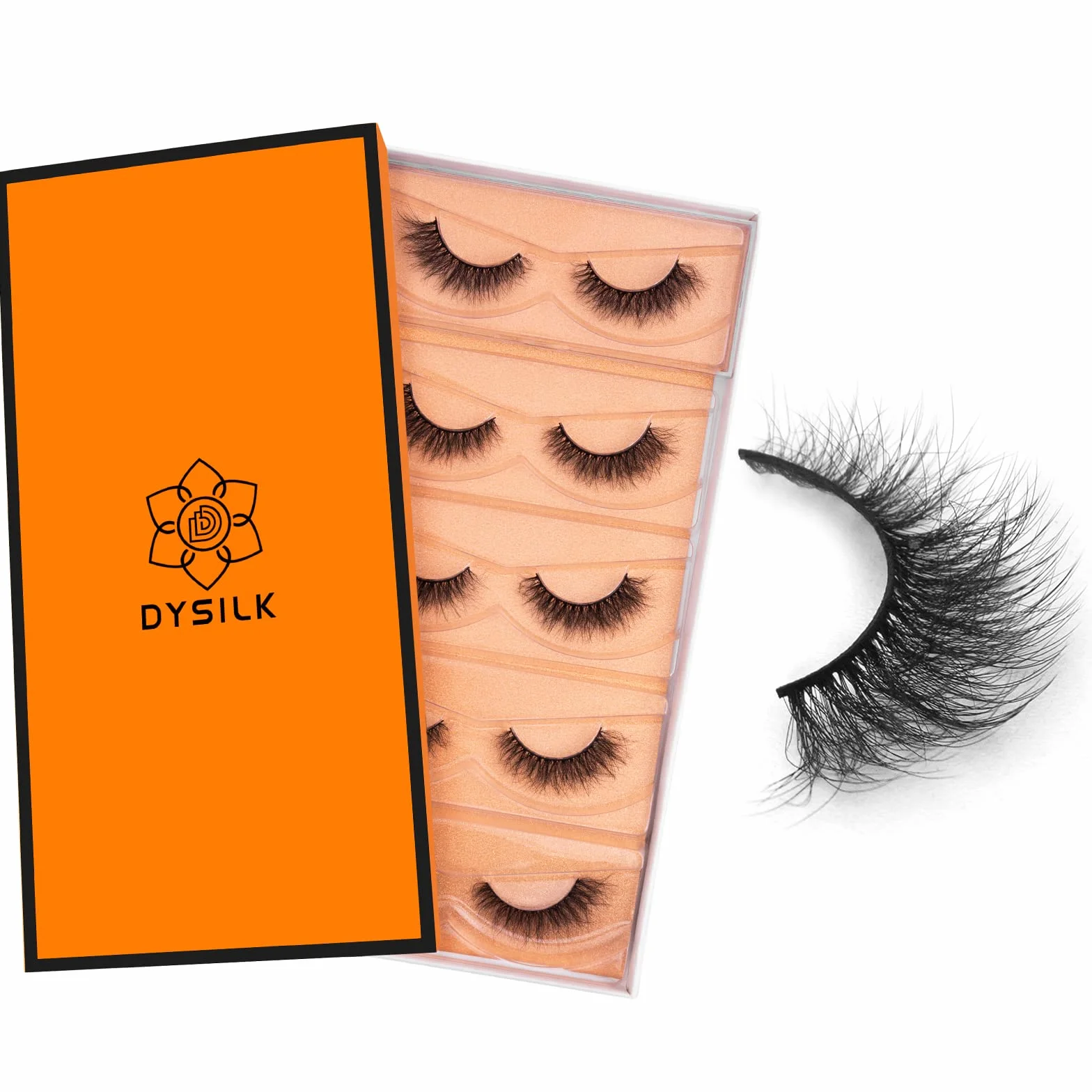 DYSILK Ciglia Finte Naturali 5 Paia 6D Extension Ciglia Lashes Occhio Di Gatto Ciglia Sottili Fake Eyelashes Fatte a Mano al Ciglia Corte Riutilizzabili False Lashes|10mm-15mm