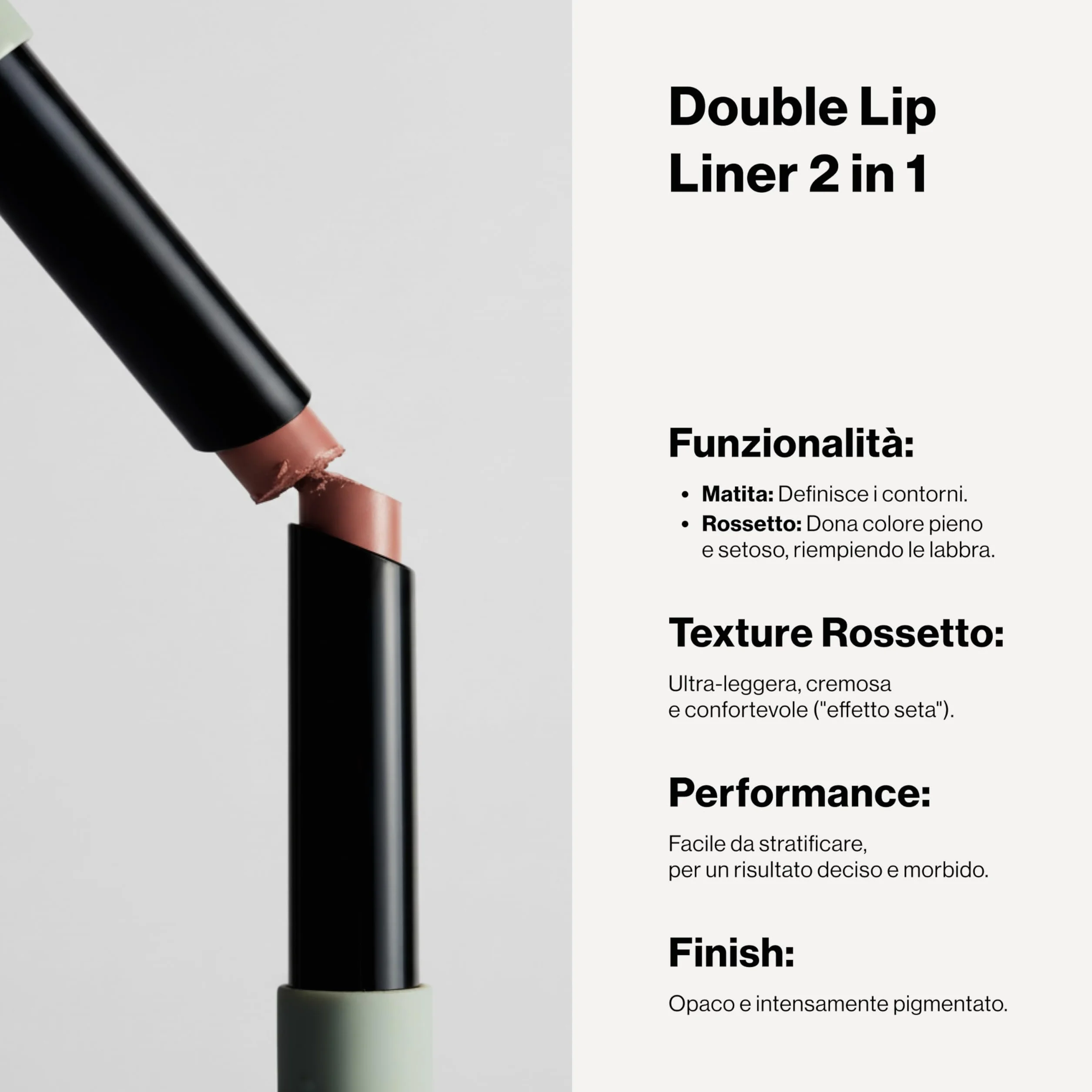 REBEYA Kit Mascara Volumizzante e Allungante Effetto Ciglia Finte + Double Lip Liner Nude Rosato Rossetto Matita Labbra 2 in 1 Lunga Tenuta Effetto Seta,Made in Italy