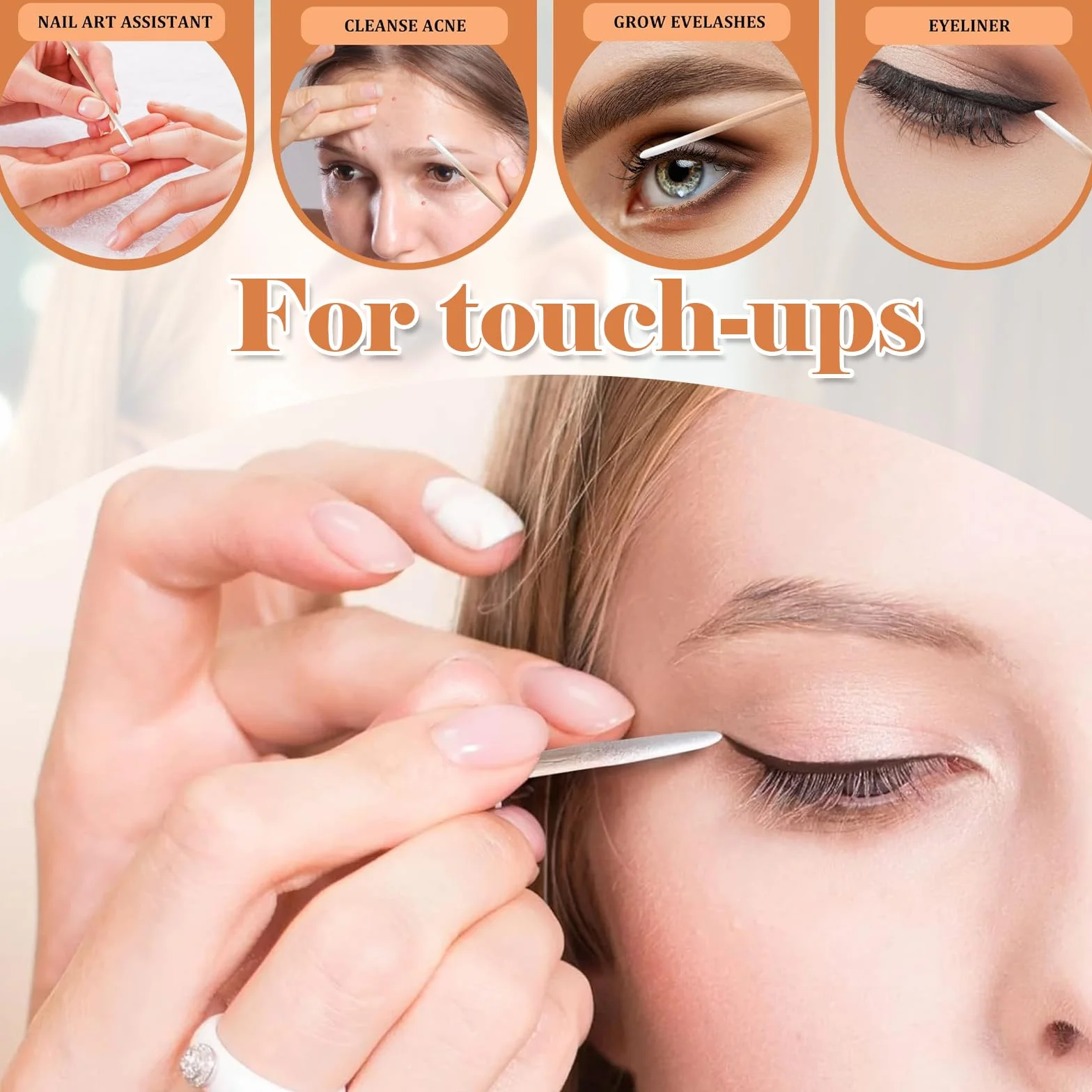 800 Bastoncini Cotone A Punta Precisione In Legno, Senza Pelucchi, Cotton Fioc Trucco, Per Microblading, Correzione Make Up, Pulizia Smalto, Applicatori Beauty.