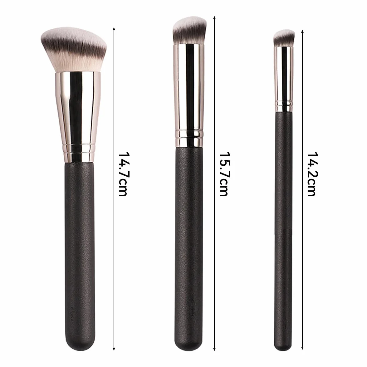 Pennello per Fondotinta, 3PCS Pennelli Make Up Contouring Professionali, Pennello per Correttore con Morbida Fibra Sintetica per Applicare Fondotinta Liquido, Lucidare, Sfumare il Trucco Sul Viso