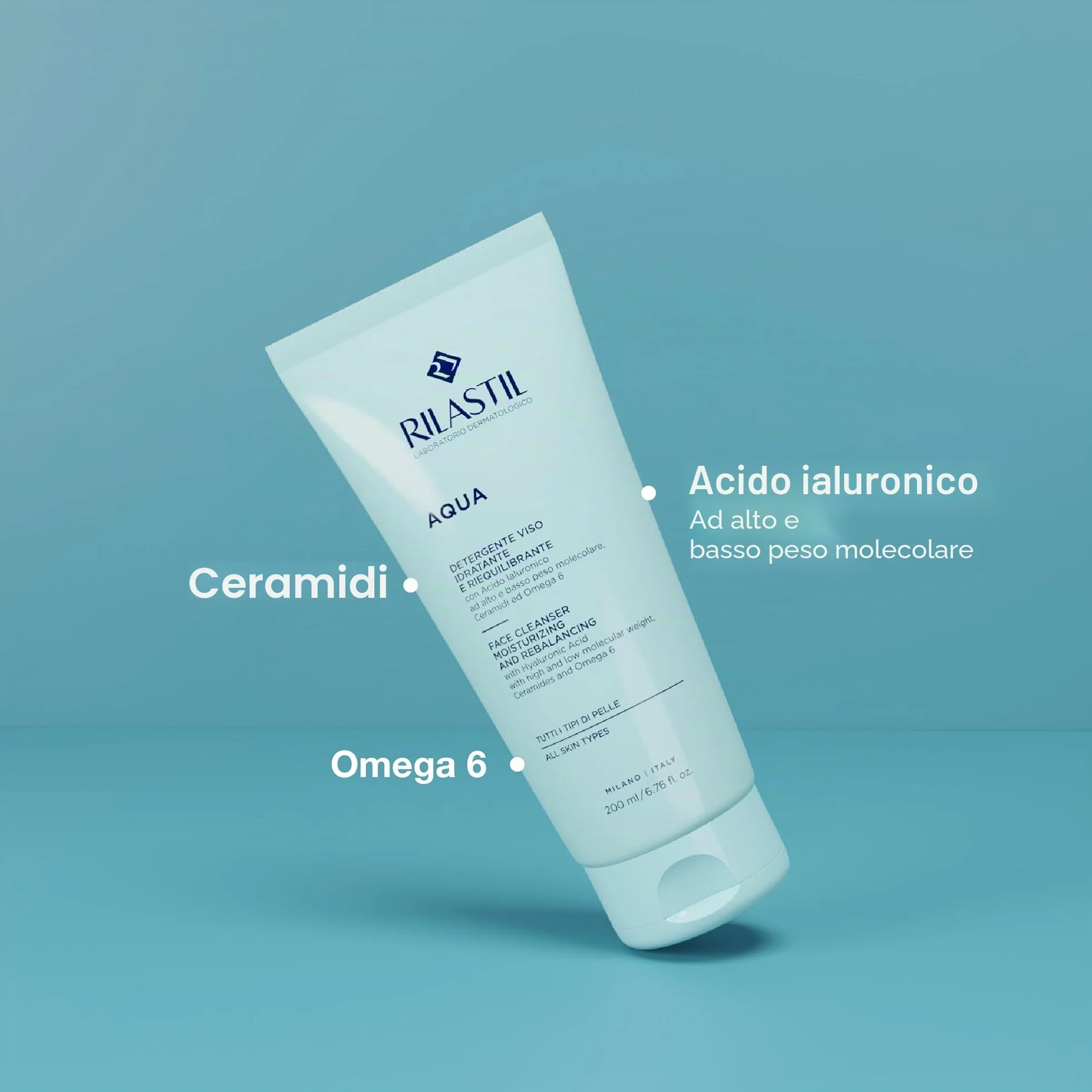 Rilastil Gel Detergente Viso Aqua, 200 ml