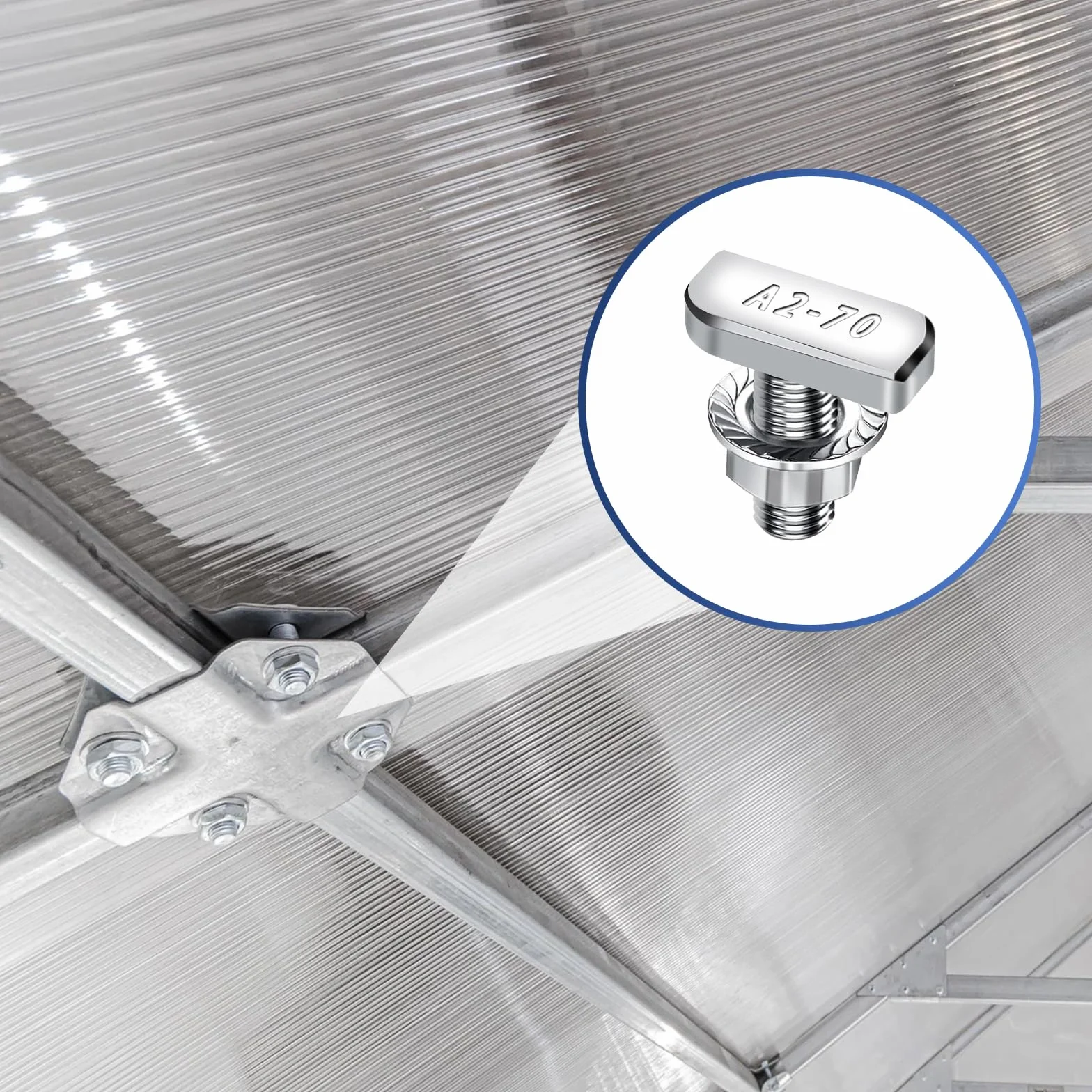 Viti Testa a Martello M8 x 20 Acciaio Inox A2-70 12 Pezzi Bulloni per Binari Fotovoltaico