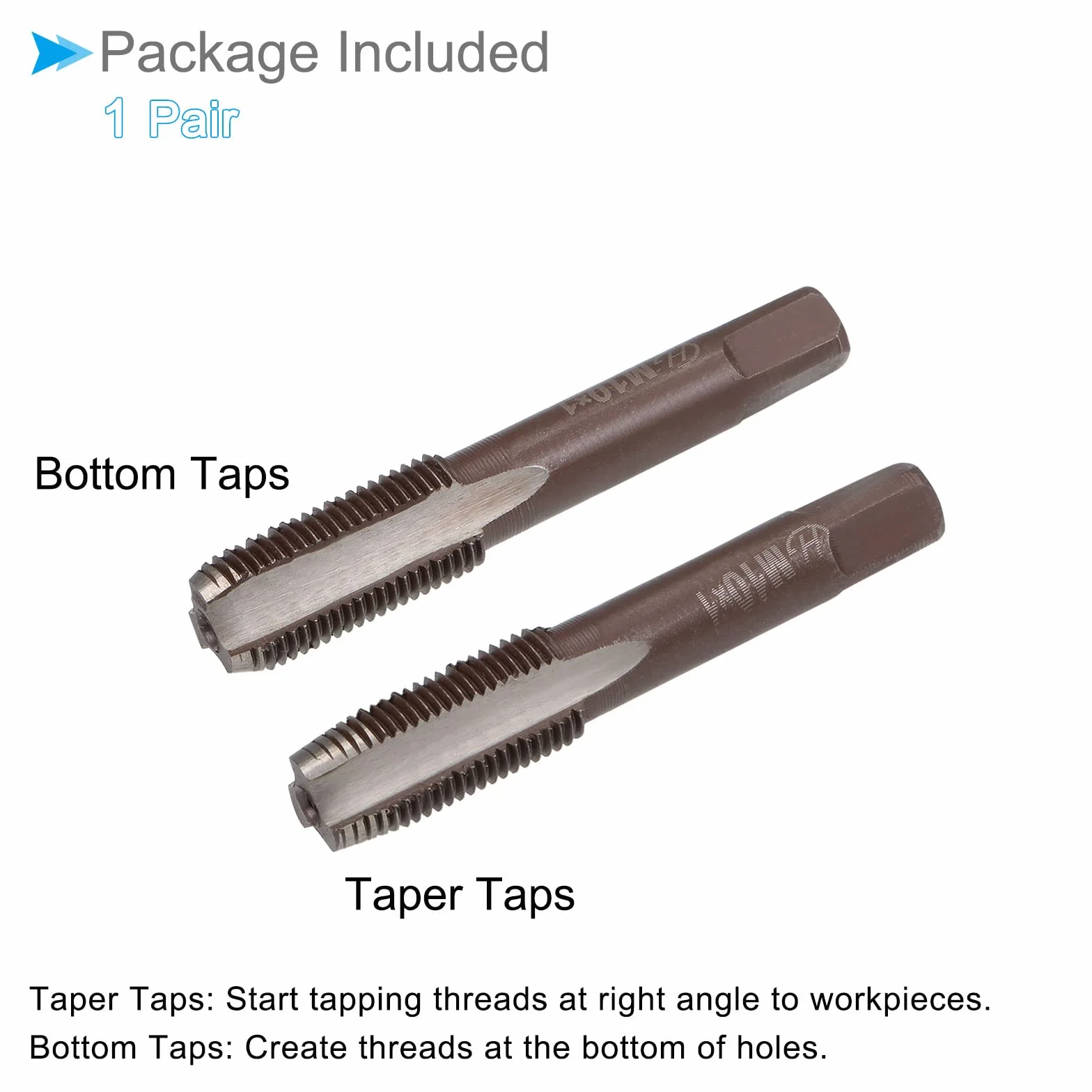 Mano Filettatura Maschi M10 x 1 Metrico Lega Utensile Acciaio Vite Maschiatura Conicità Inferiore - 1 Paio