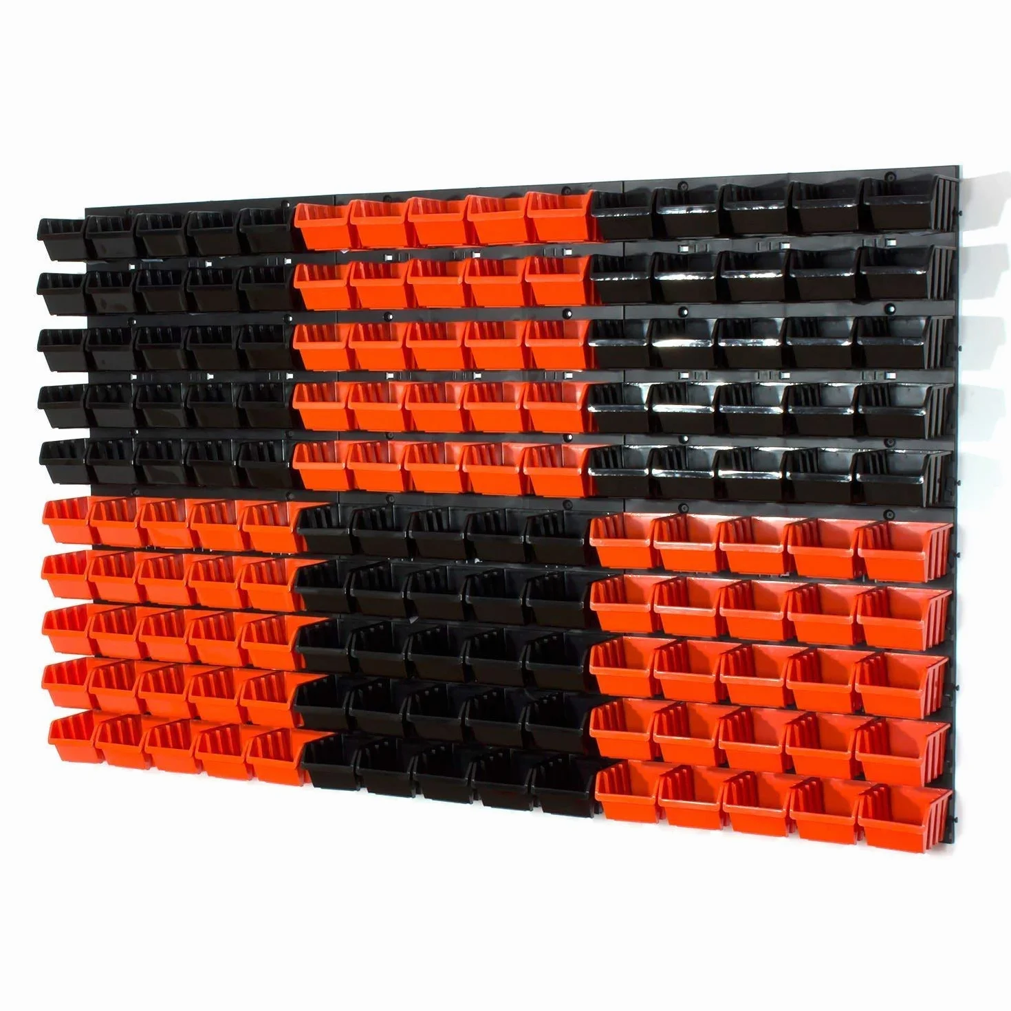 Set 6 pannelli per officina con kit 150 contenitori Inbox misura 1 nero arancione
