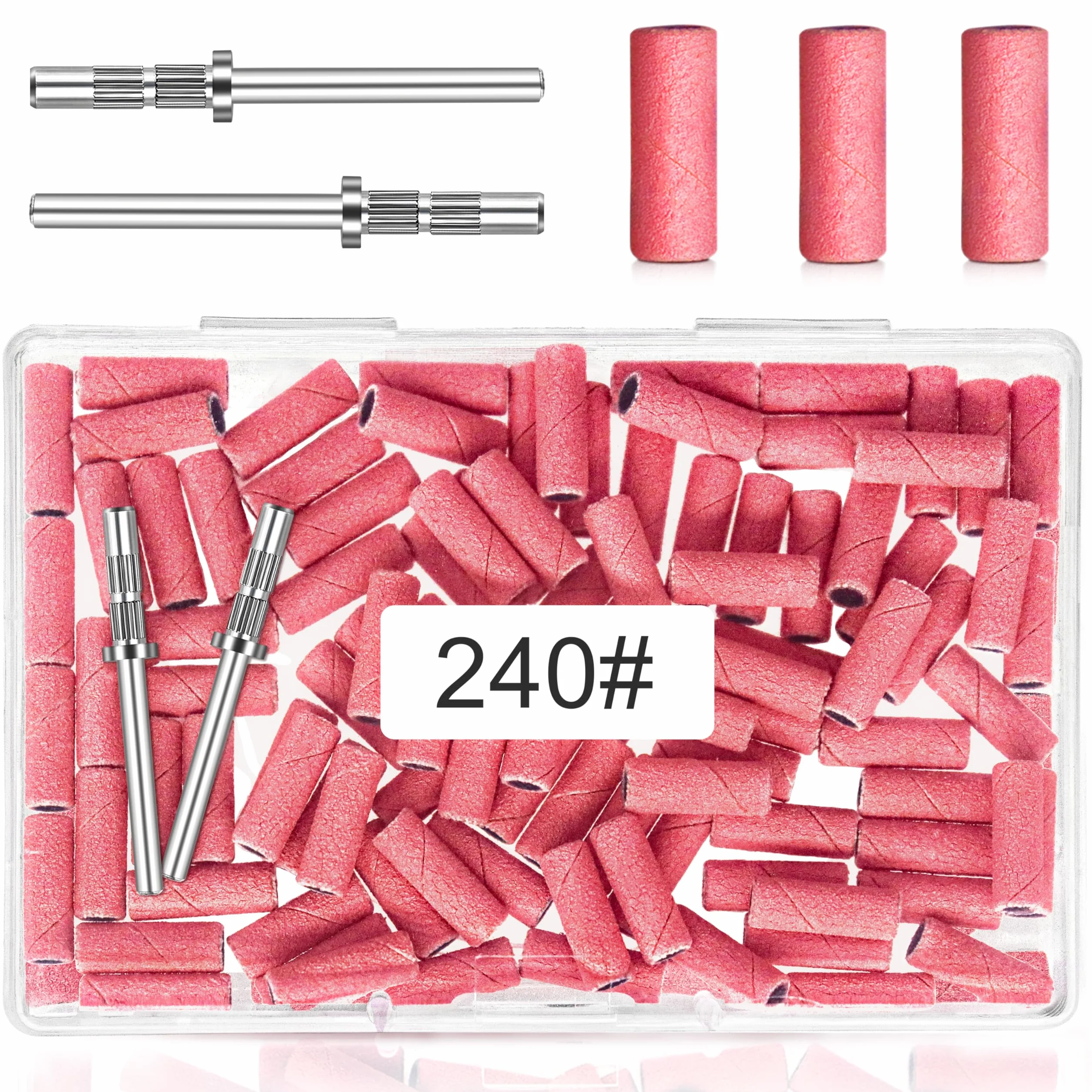 Pezzi 100 Piccole Bande Abrasive per Unghie Grana 240 - Estremamente Fine Con Punta Mandrino 3,1mm per Manicure e Pedicure