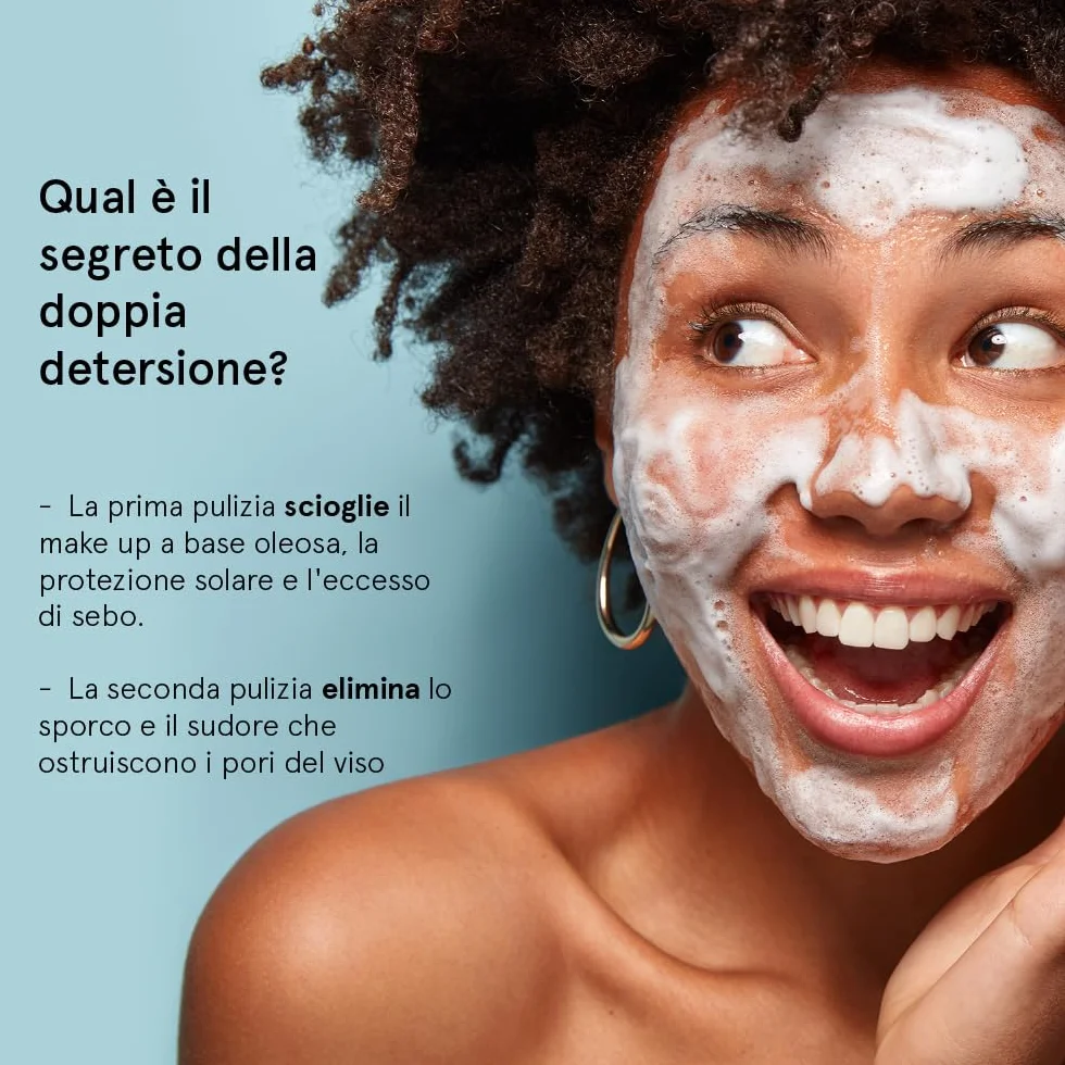 Mousse Detergente Viso Pelle Mista e Sensibile (60 ml) – Vincitore Skin Award, Formula Vegan, Priva di Fragranze – Detergente Schiumogeno Viso con Acido Ialuronico – Schiuma Detergente Viso Delicato