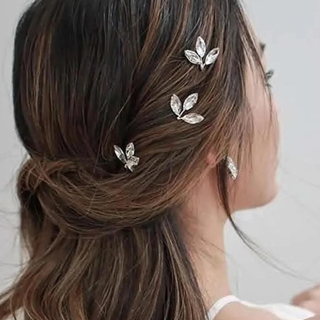 GXGM 5 PCS Forcine per capelli da sposa con cristalli dorati con strass per donne e ragazze