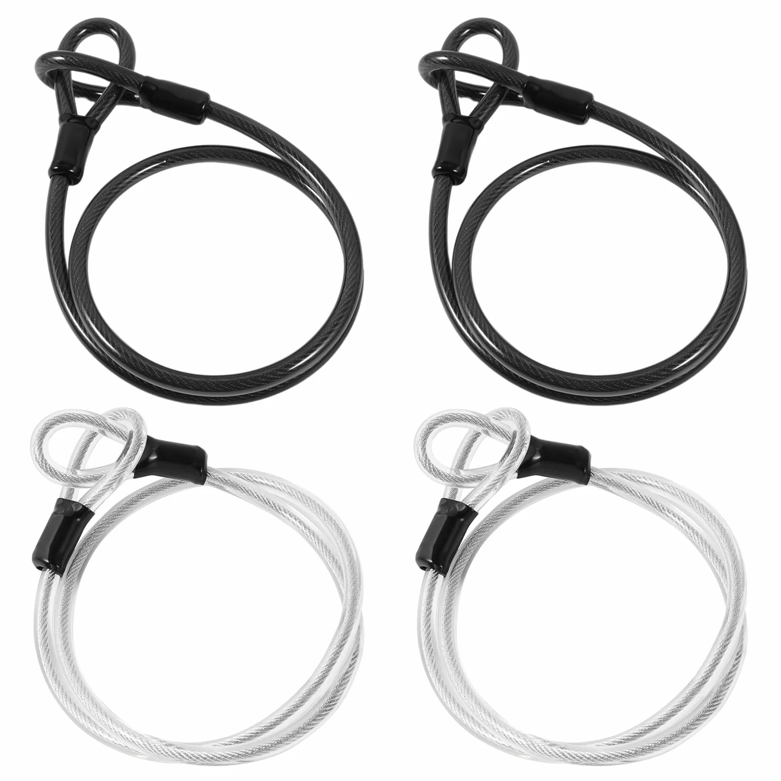 Cavi di sicurezza in acciaio inox con occhielli 1 m nero/argento