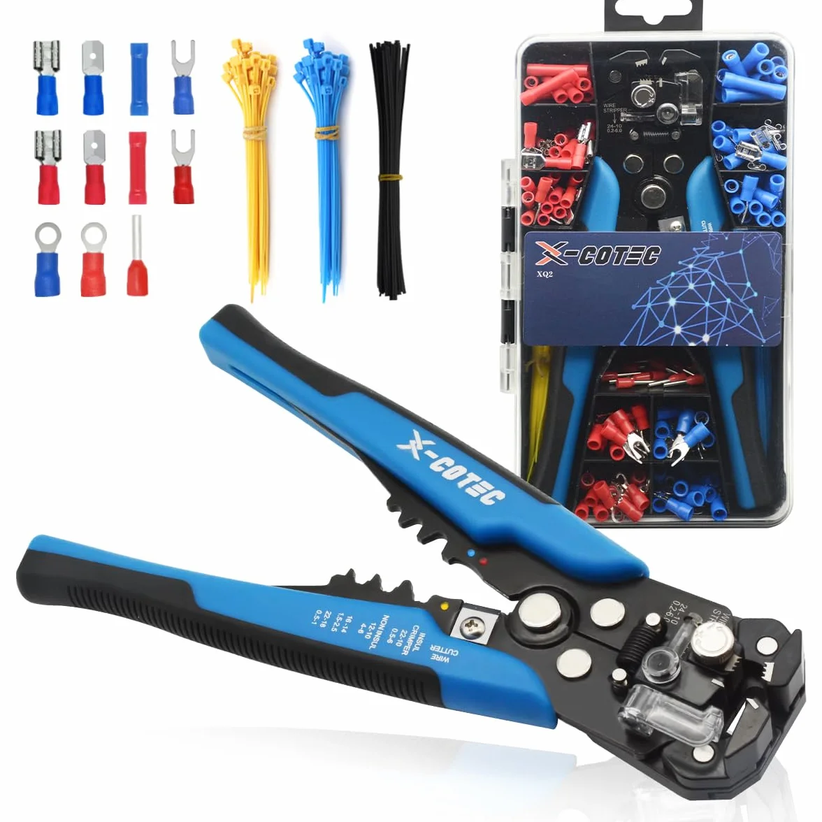 Pinza Spelafili Elettricista 3 in 1, Pinza Spellacavi Elettrici Professionale, Spellafili e Tagliafili Multifunzione, a Crimpare per Cavi 24-10 AWG