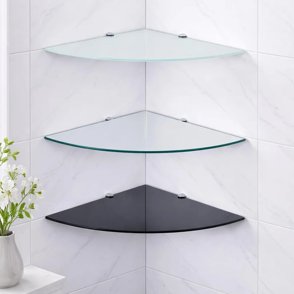 Mensola da parete in vetro di sicurezza 6 mm bianco satinato 35 x 35 cm