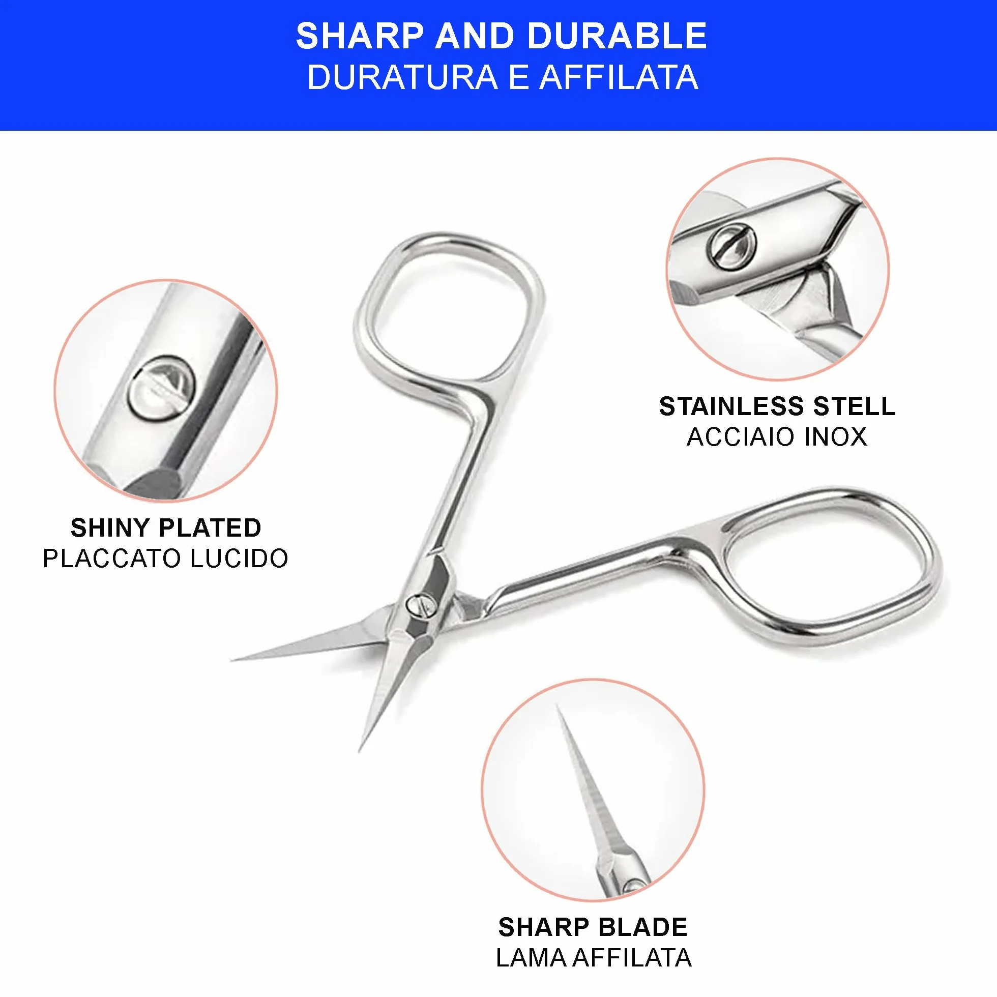 Forbici Unghie Professionali 1mm Longivia® Forbicine per Cuticole in Acciaio Inox con Lama Curva Affilata Manicure Taglia Cuticole Professionale Forbici per Pellicine Mani Piedi e Sopracciglia