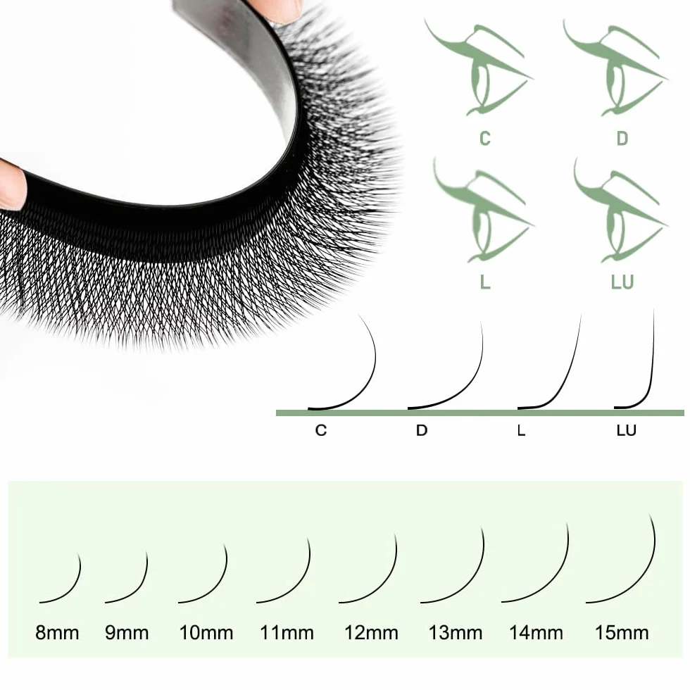 Extension Ciglia W Forma 3D 4D 5D 6D 7D 8D 0.07 C D L LU Curl 8-15mm Classico Ciglia Ciuffetti Naturali Premade Fan Eyelash Extensions Volume Russo Professionale