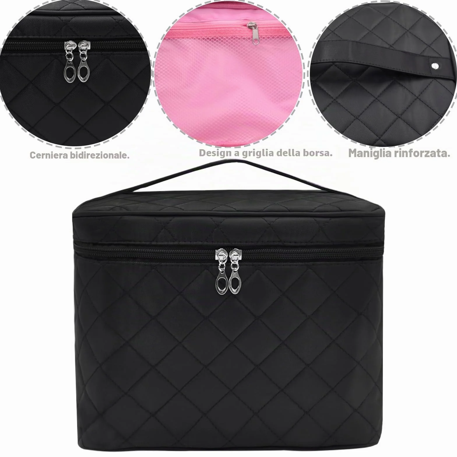 Astuccio per trucchi, grande borsa cosmetica,astuccio da toilette pieghevole impermeabile multifunzione,per vacanze campeggio bagno