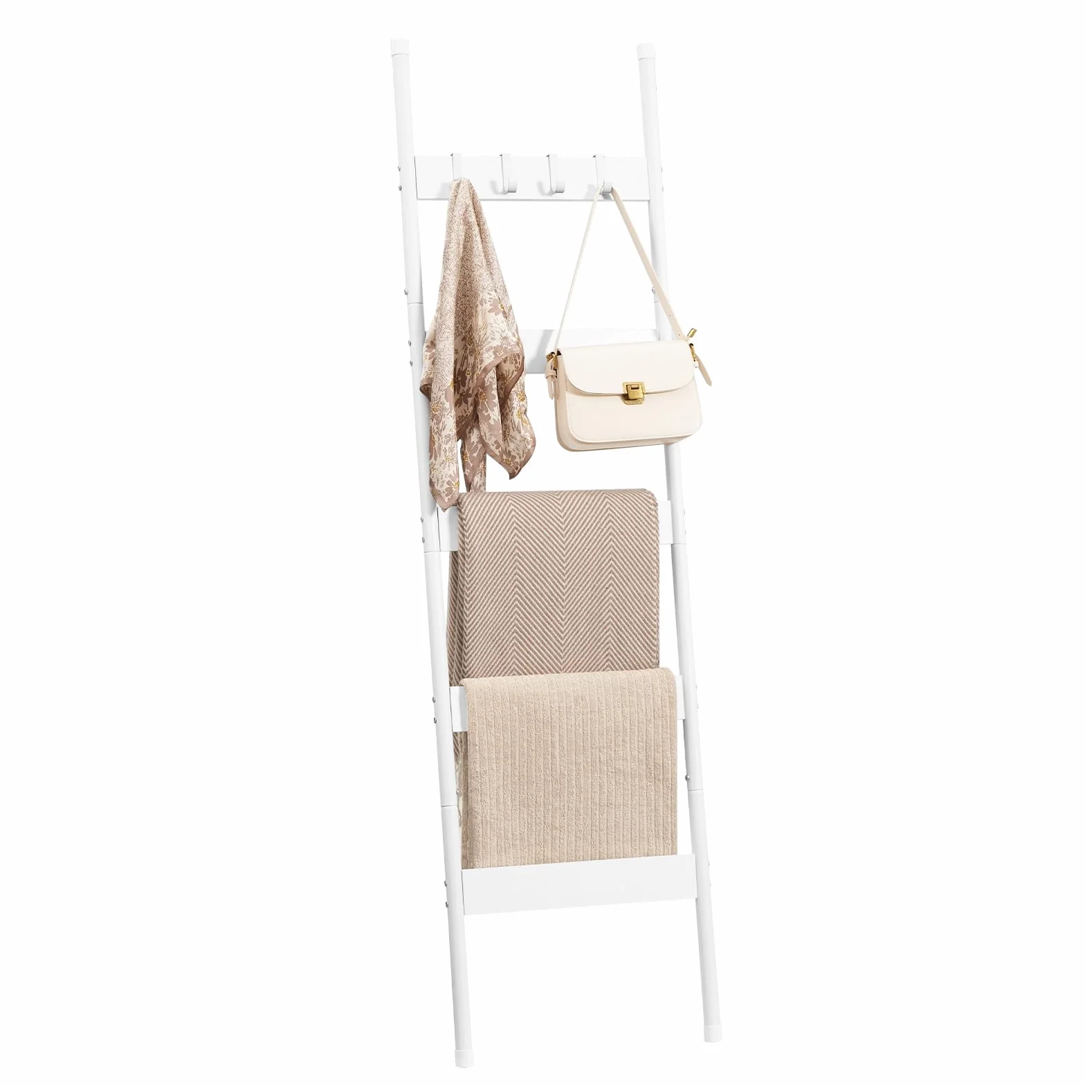 HOOBRO Scaffale Portasciugamani Autoportante 5 Livelli con Ganci Bianco EWW52CJ01