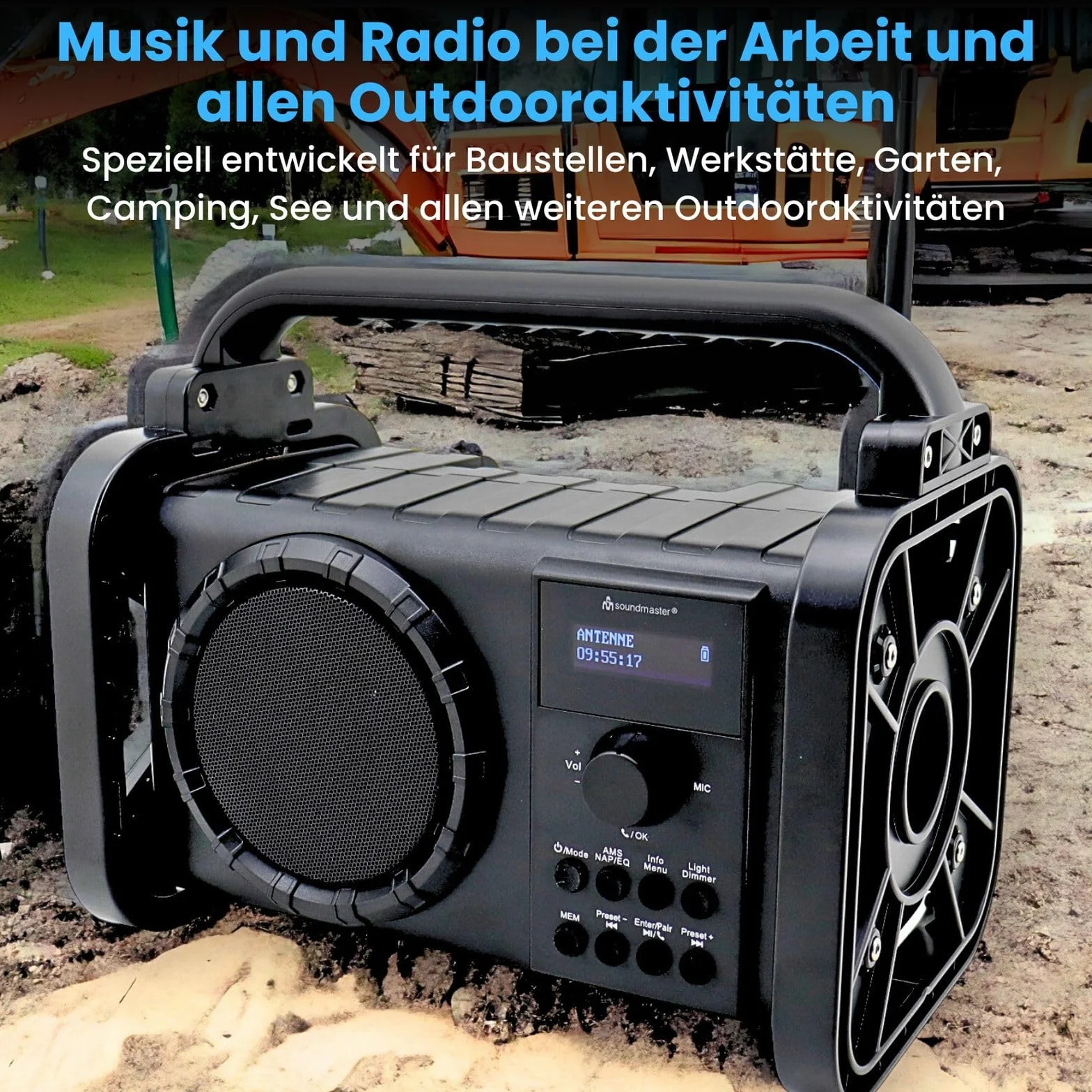 Soundmaster Radio da cantiere DAB80SG DAB+ FM Bluetooth batteria agli ioni di litio