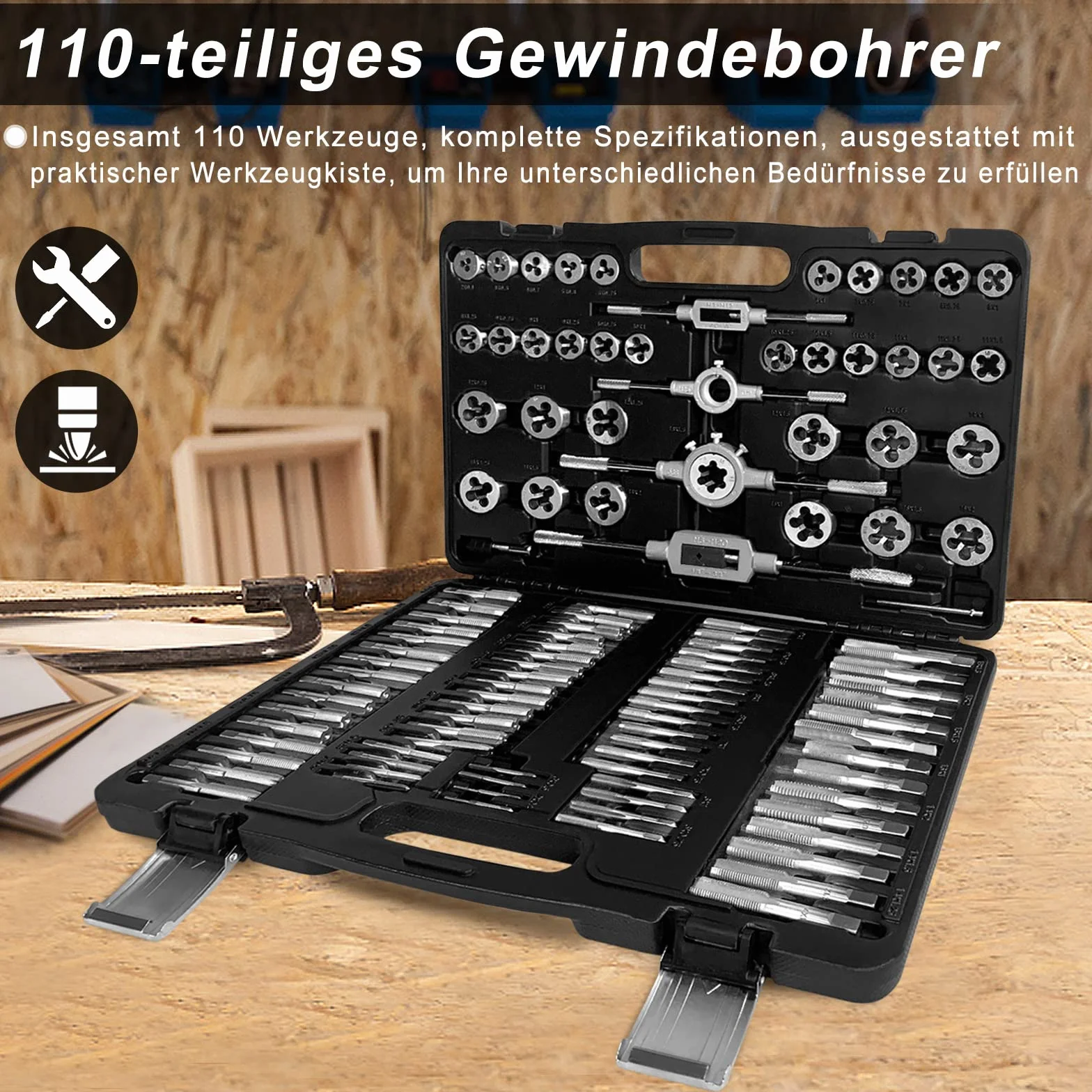 XMTECH Zestaw gwintowników M2-M18 110 sztuk gwintowania